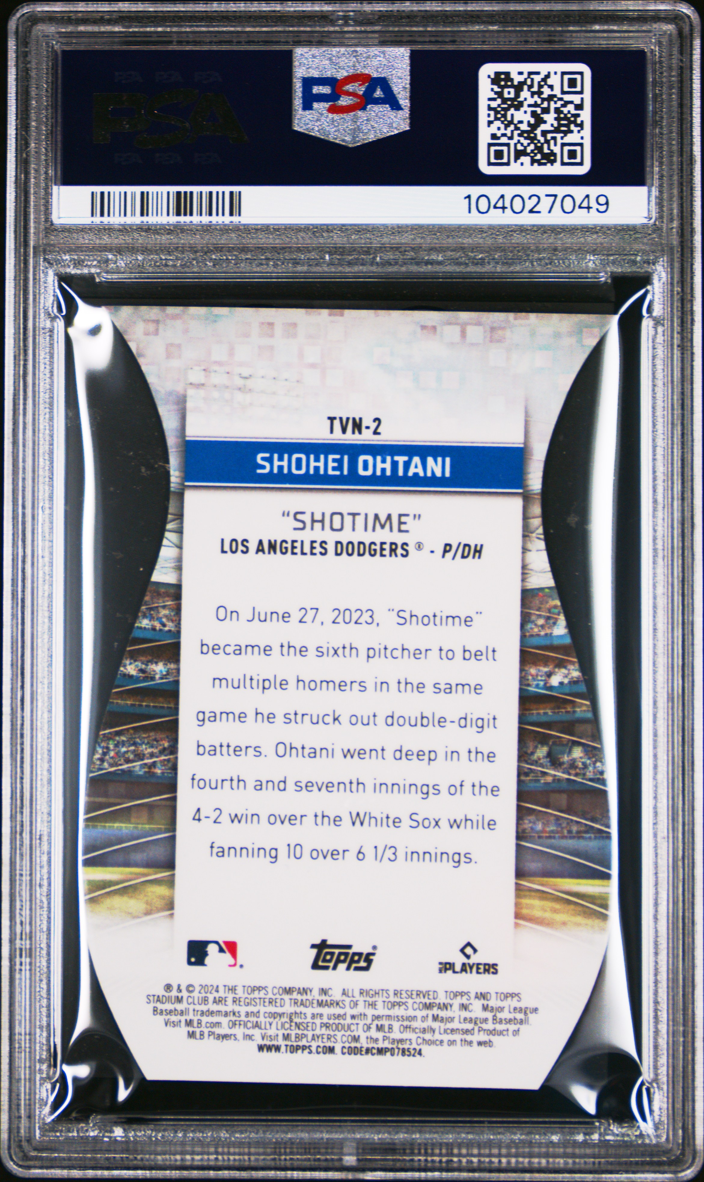 2024 Topps Stadium Club Triumvirates Nickname Shohei Ohtani #Tvn2 Gem Mt 10 back