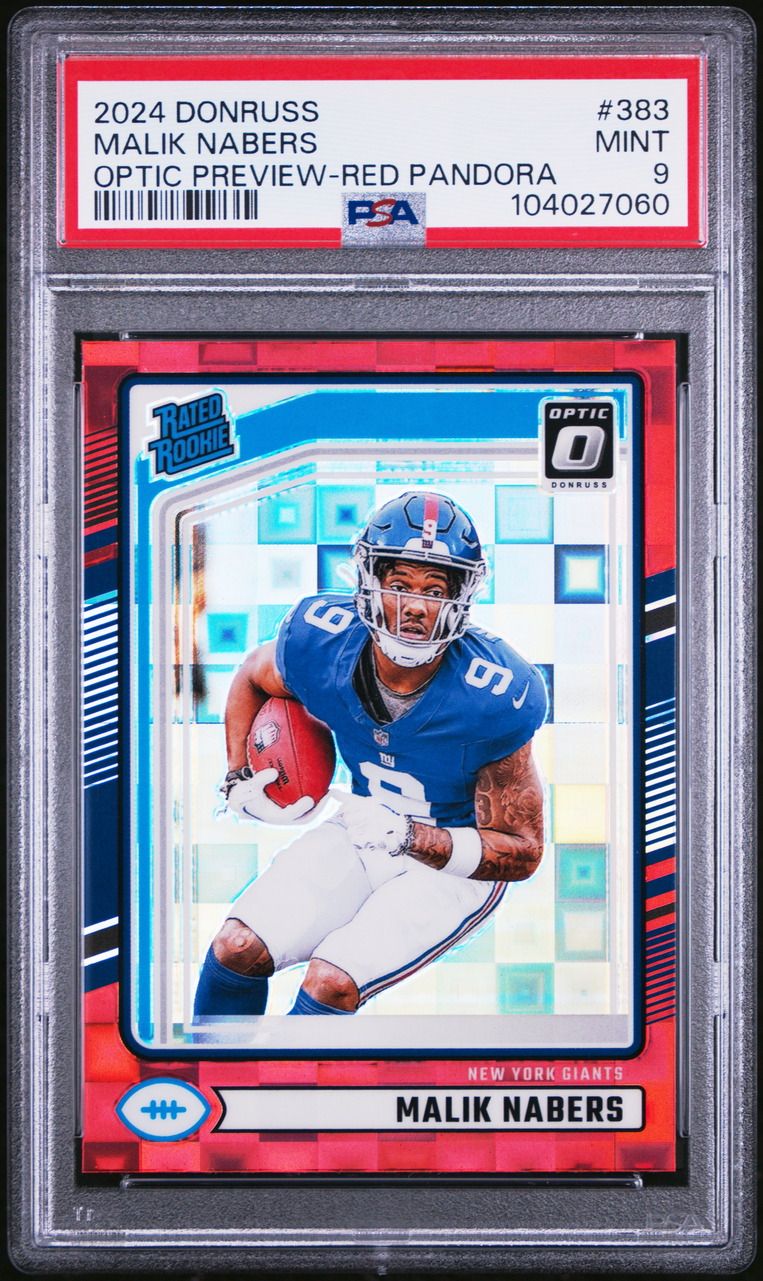 2024 Panini Donruss Malik Nabers #383 (Optic Preview-Red Pandora) Mint 9 front