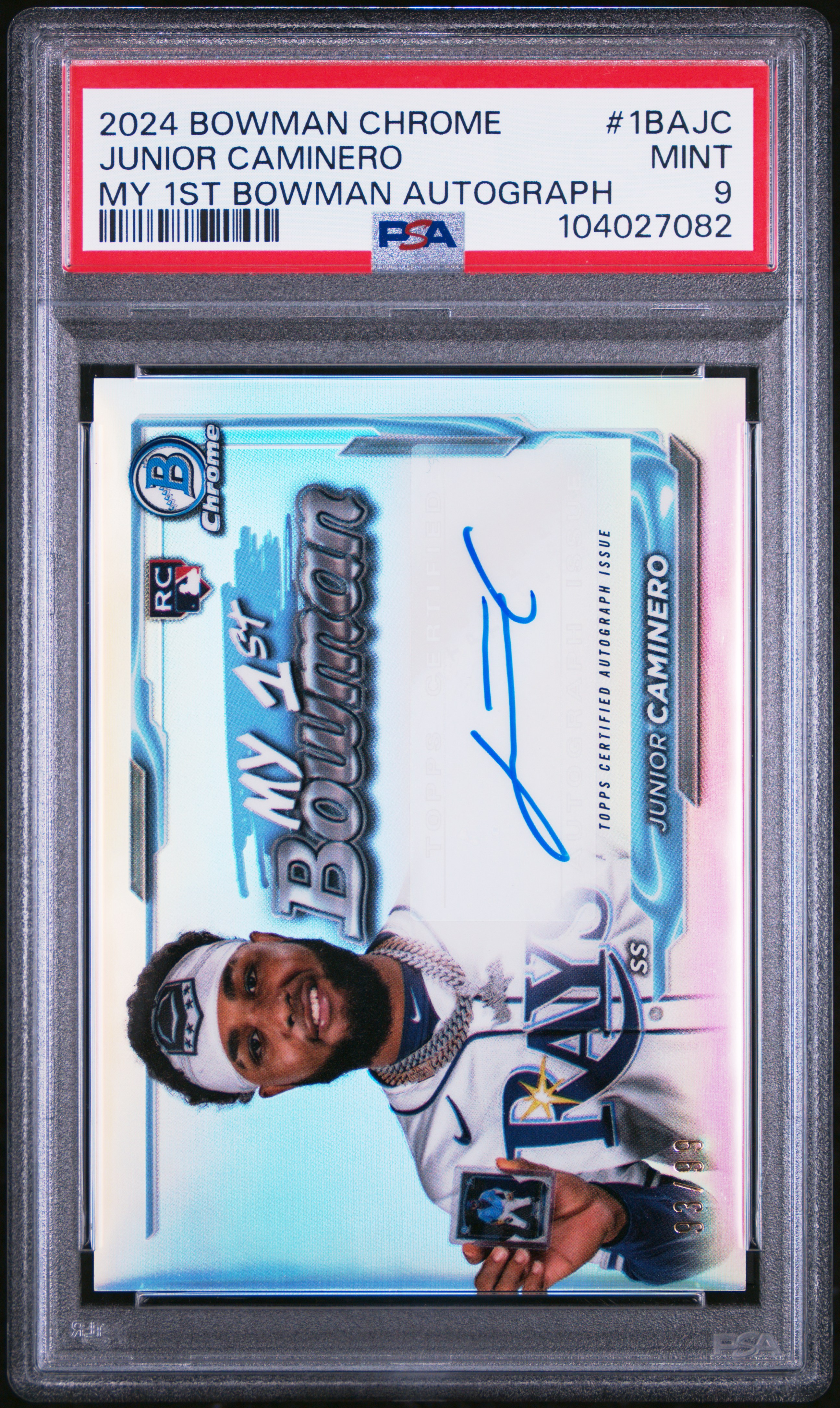 2024 Bowman Chrome My 1St Bowman Autographs Junior Caminero #1Bajc Mint 9 front