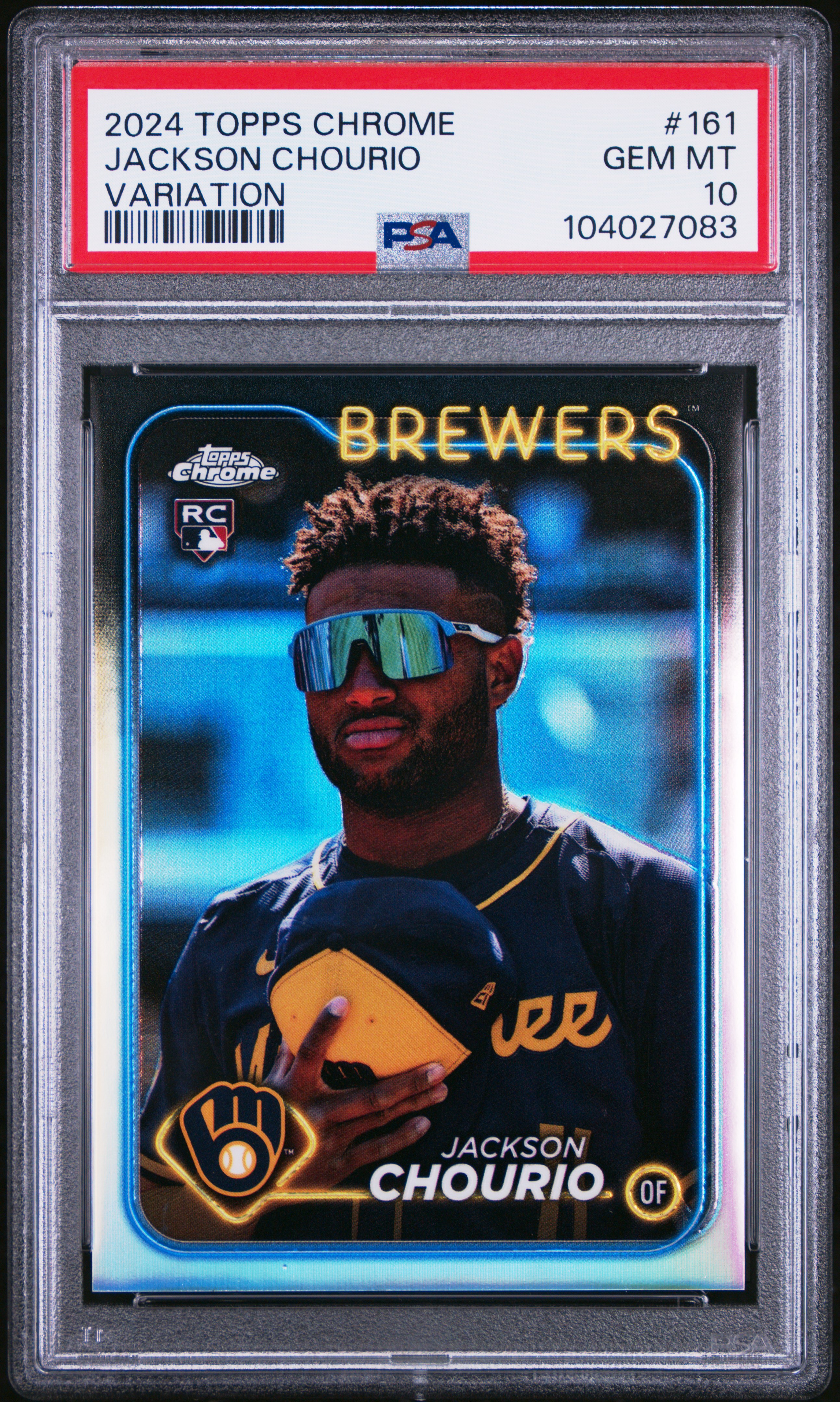 2024 Topps Chrome Jackson Chourio #161 (Variation) Gem Mt 10 front