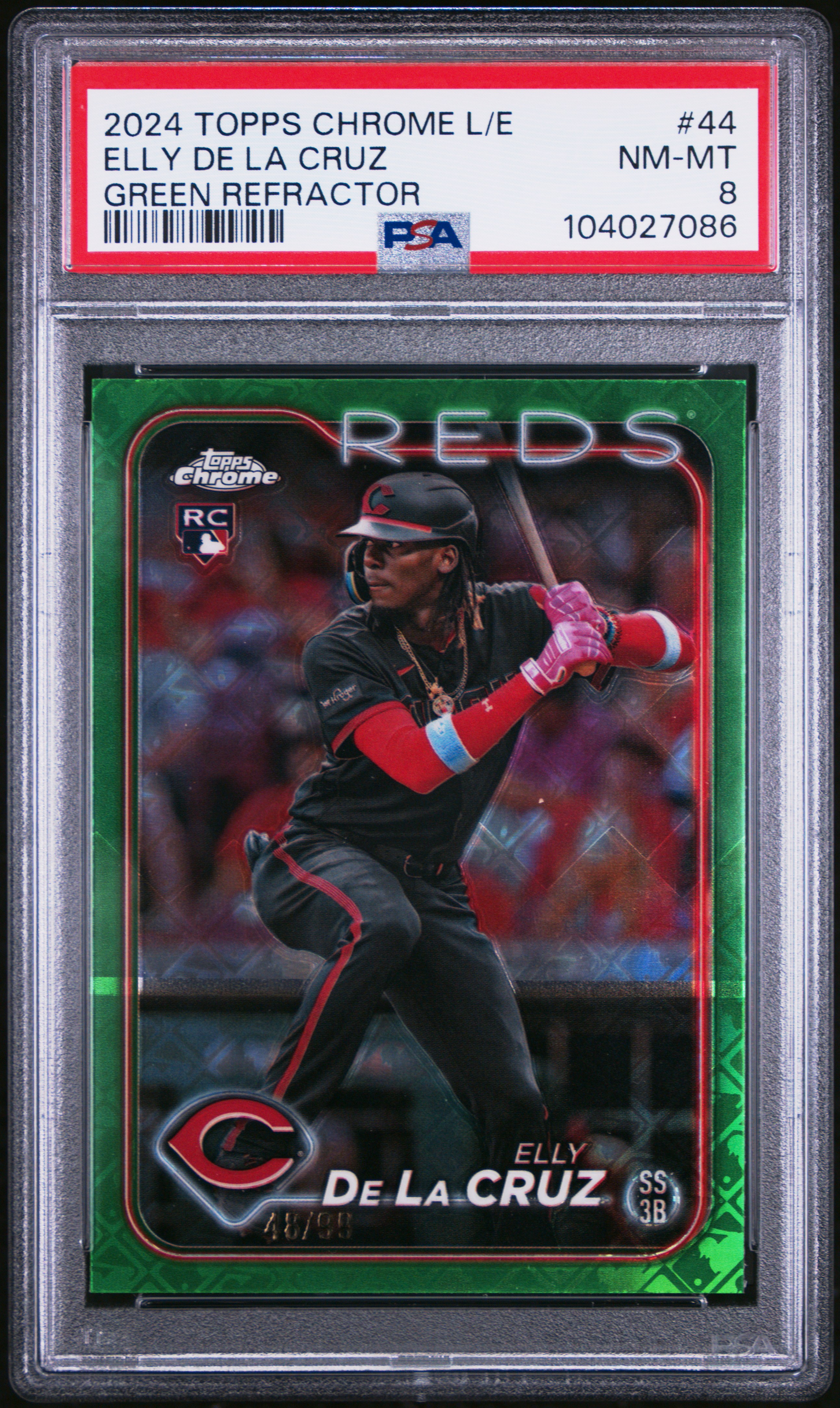 2024 Topps Chrome Logofractor Edition Elly De La Cruz #44 (Green Refractor) Nm-Mt 8 front