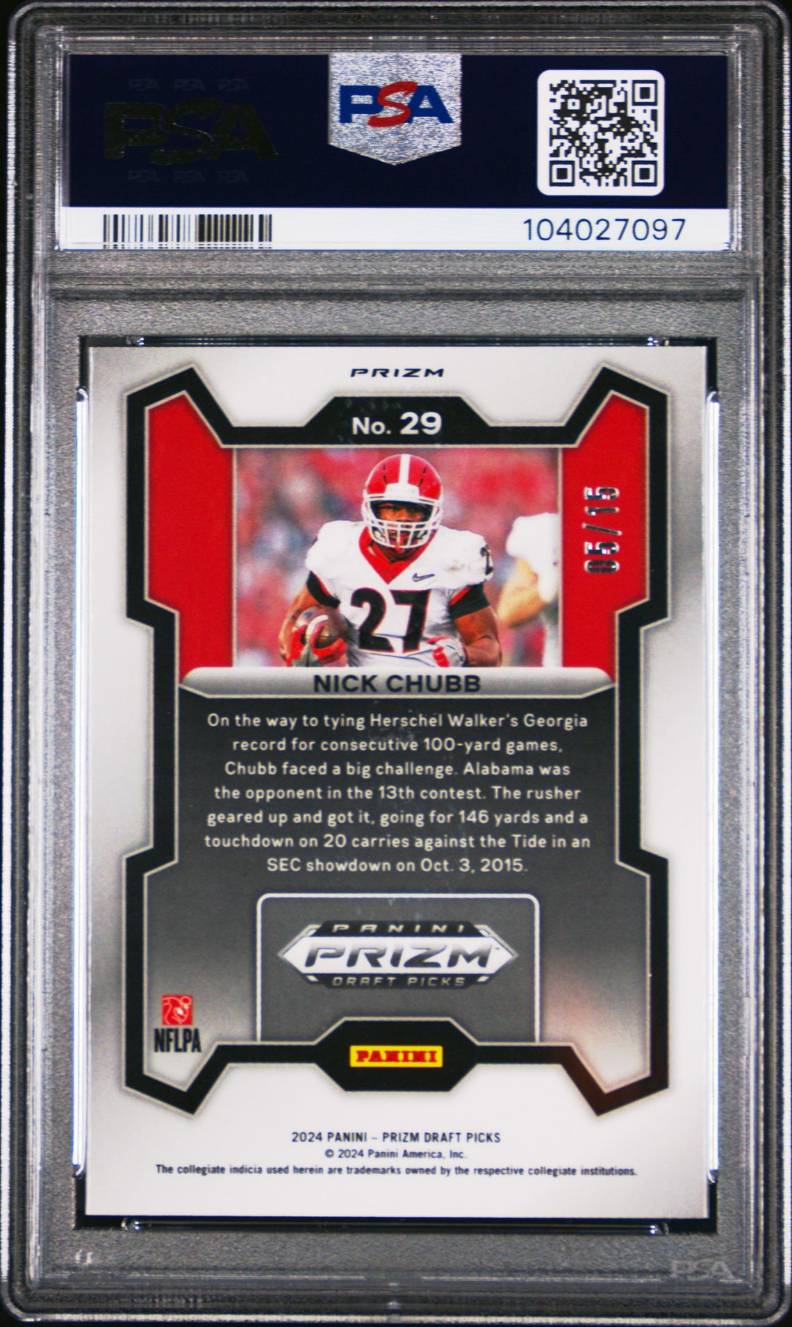 2024 Panini Prizm Draft Picks Nick Chubb #29 (Gold Shimmer) Gem Mt 10 back