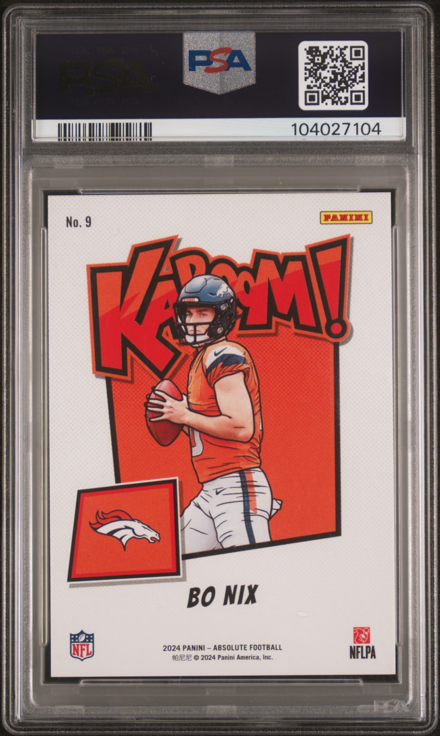 2024 Panini Absolute Kaboom! Horizontal Bo Nix #9 Mint 9 back