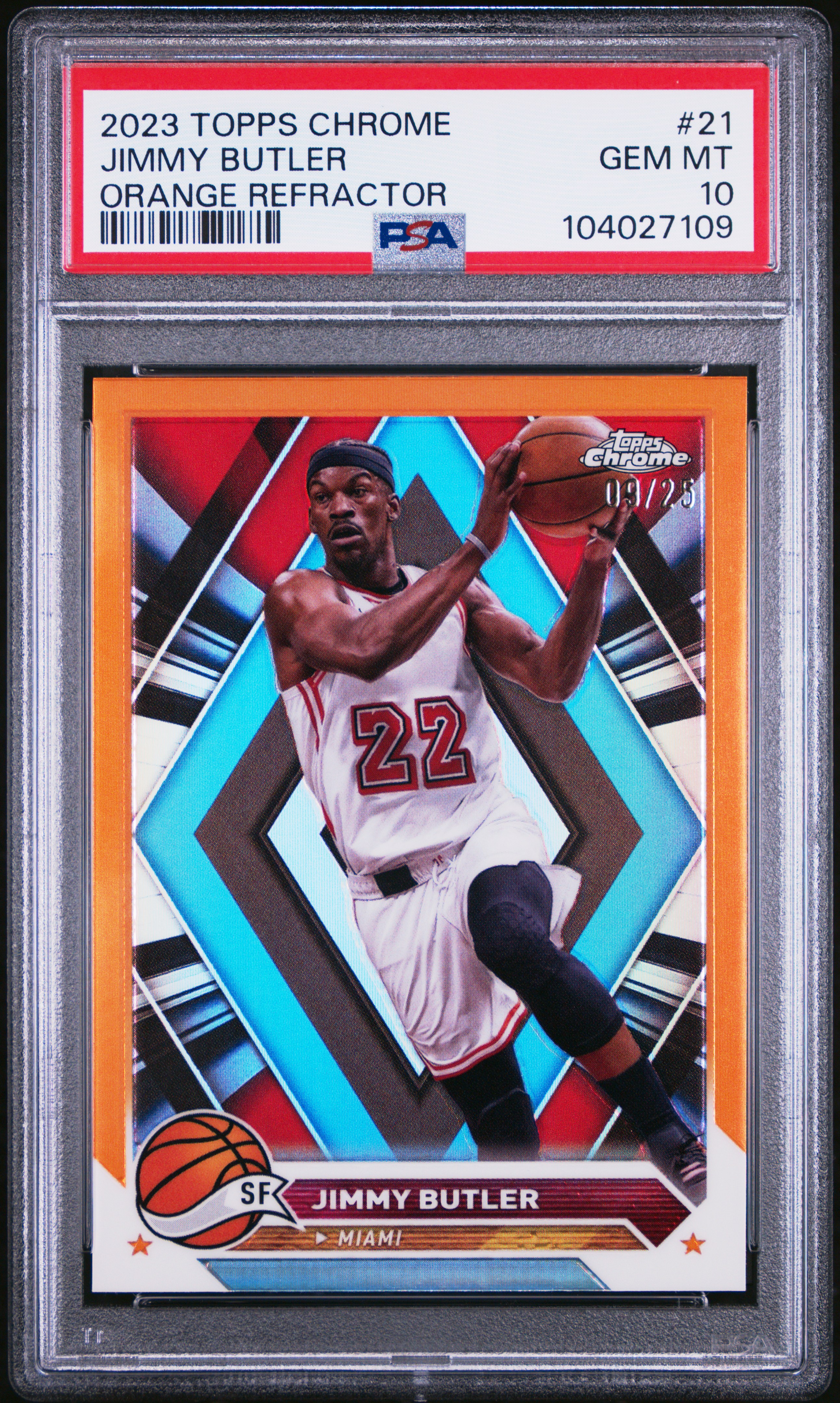 2023 Topps Chrome Jimmy Butler #21 (Orange Refractor) Gem Mt 10 front