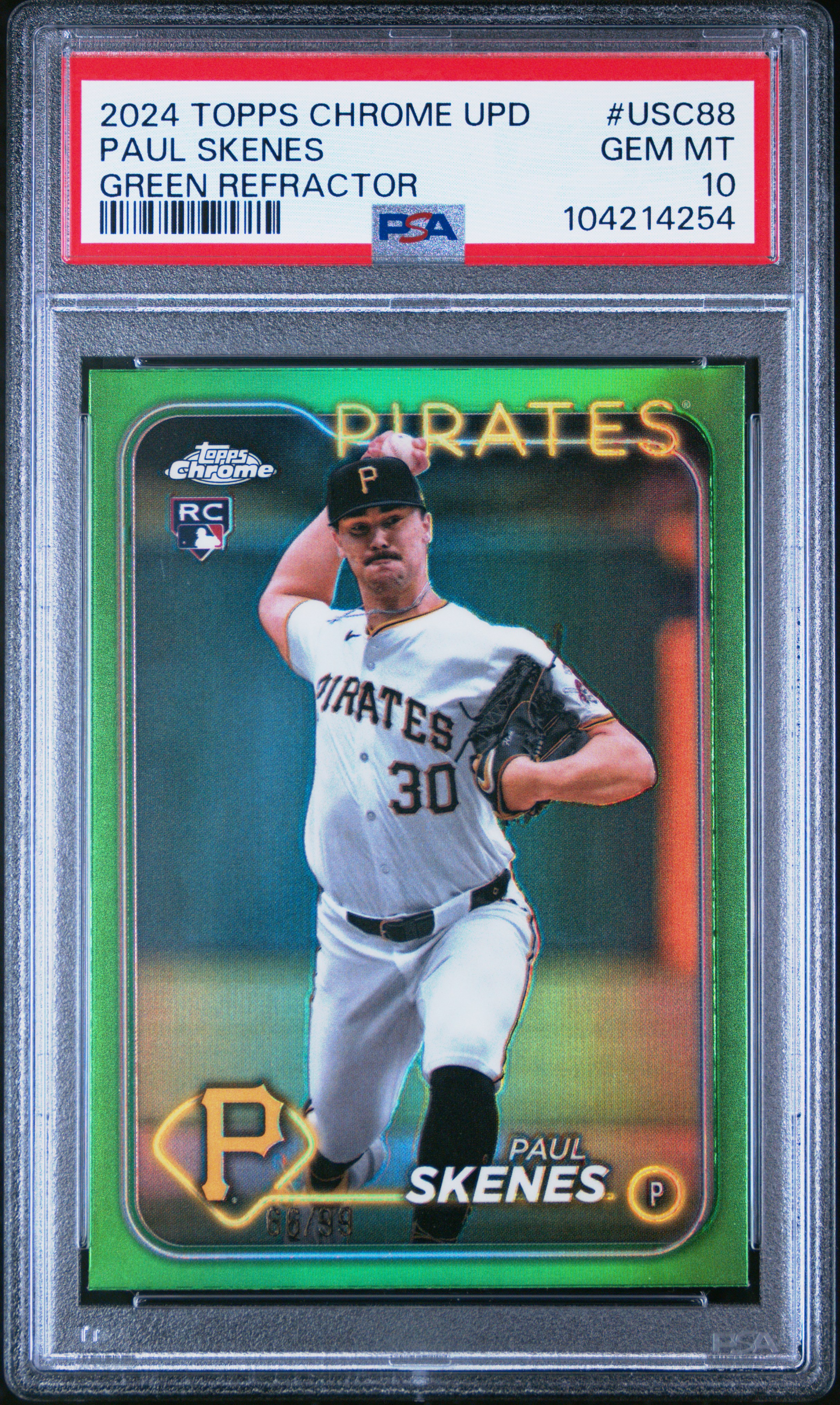 2024 Topps Chrome Update Paul Skenes #Usc88 (Green Refractor) Gem Mt 10 front