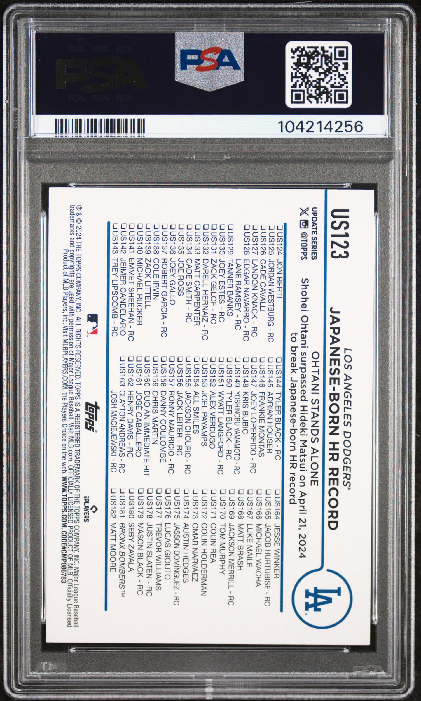 2024 Topps Update Shohei Ohtani #Us123 (Holiday) Mint 9 back