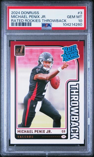 2024 Panini Donruss Rated Rookies Throwback Michael Penix Jr. #3 Gem Mt 10 front