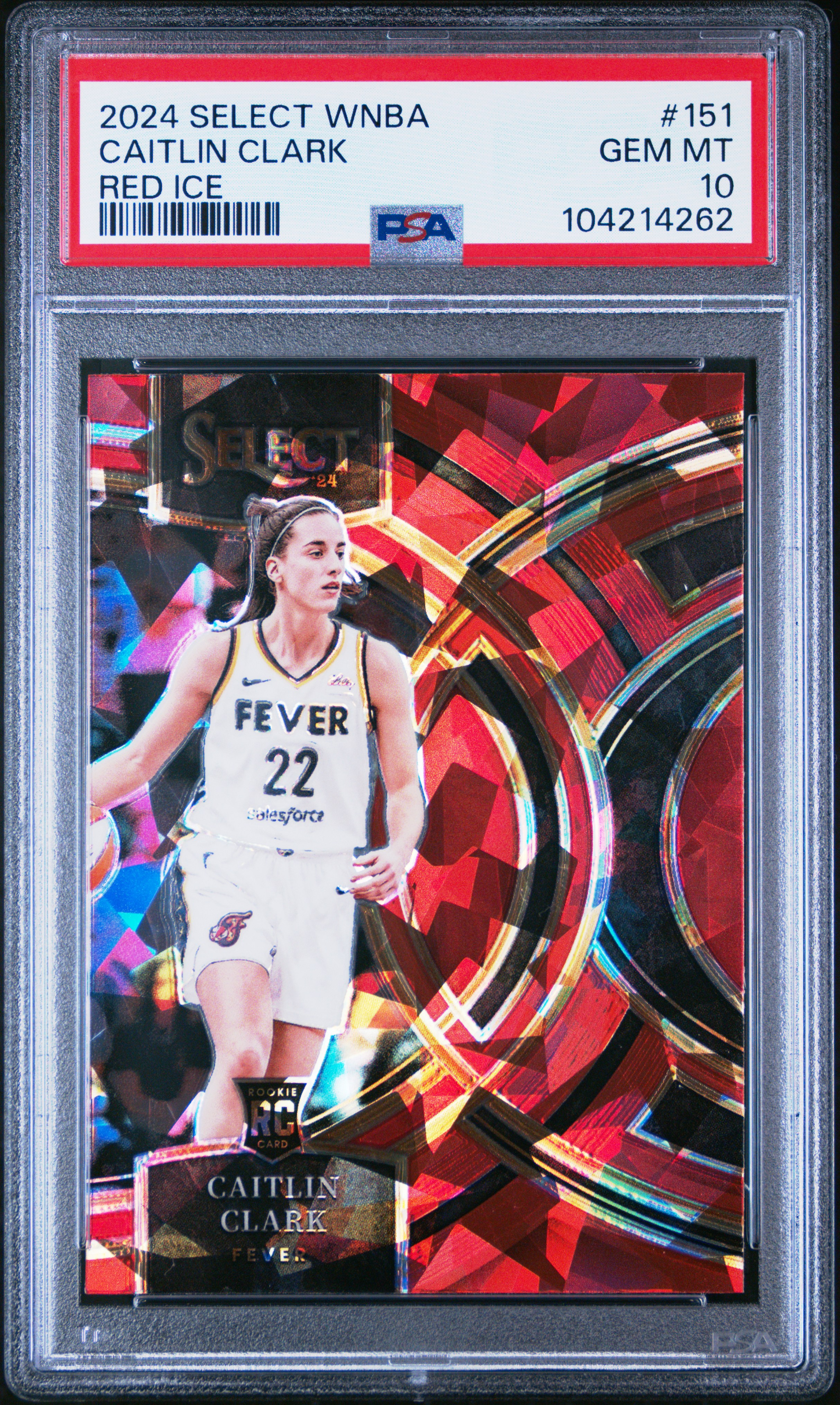 2024 Panini Select Wnba Caitlin Clark #151 (Red Ice) Gem Mt 10 front