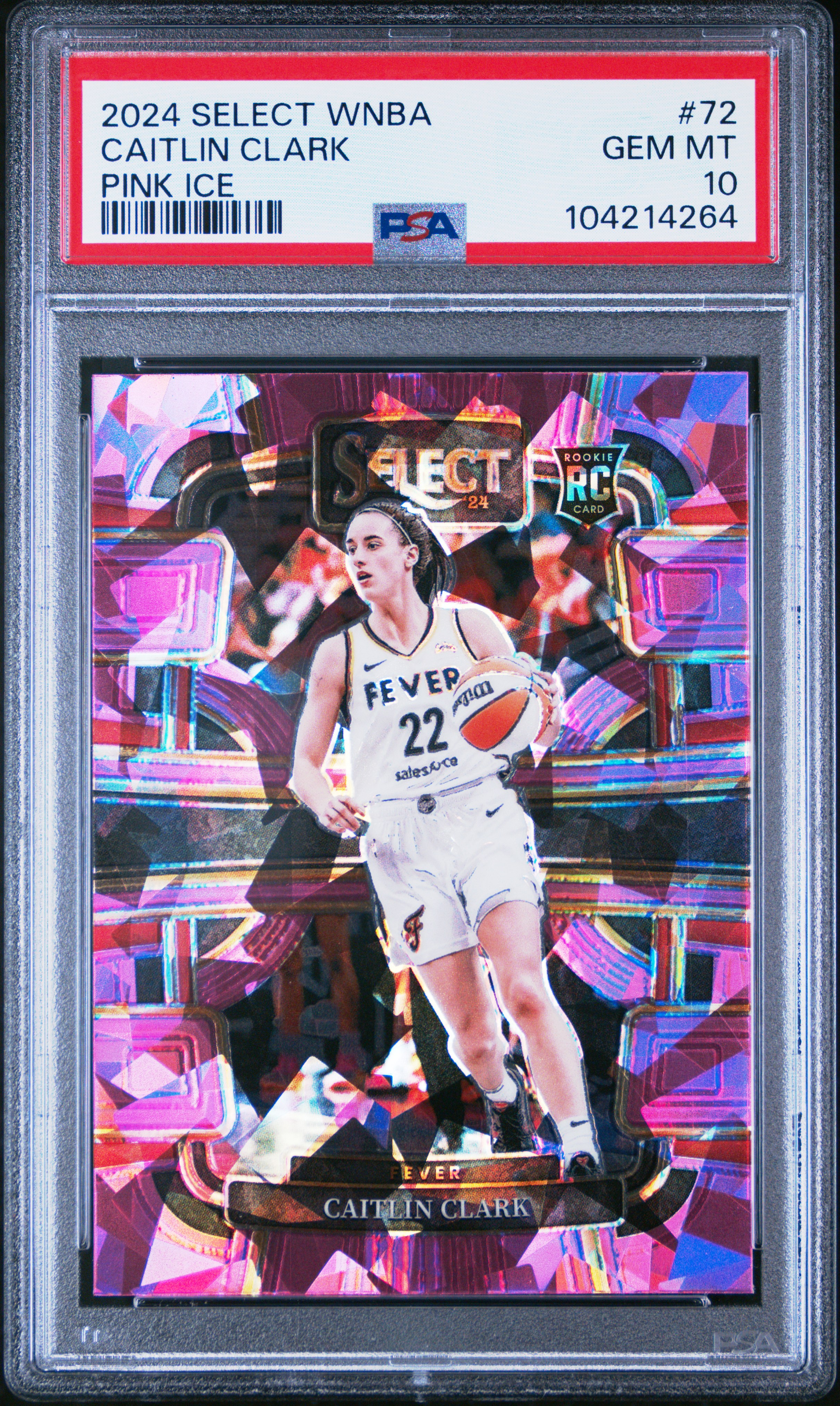 2024 Panini Select Wnba Caitlin Clark #72 (Pink Ice) Gem Mt 10 front
