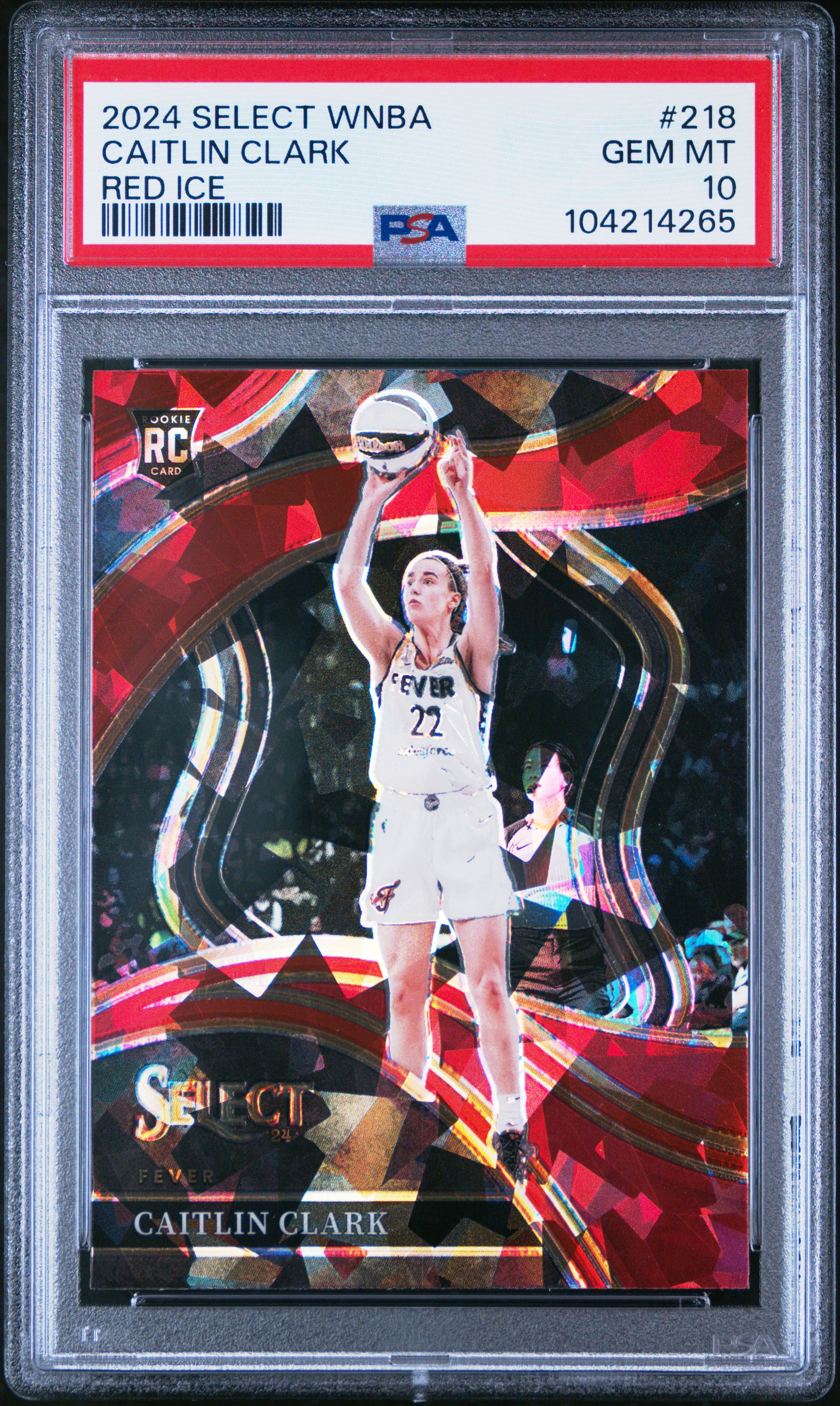 2024 Panini Select Wnba Caitlin Clark #218 (Red Ice) Gem Mt 10 front