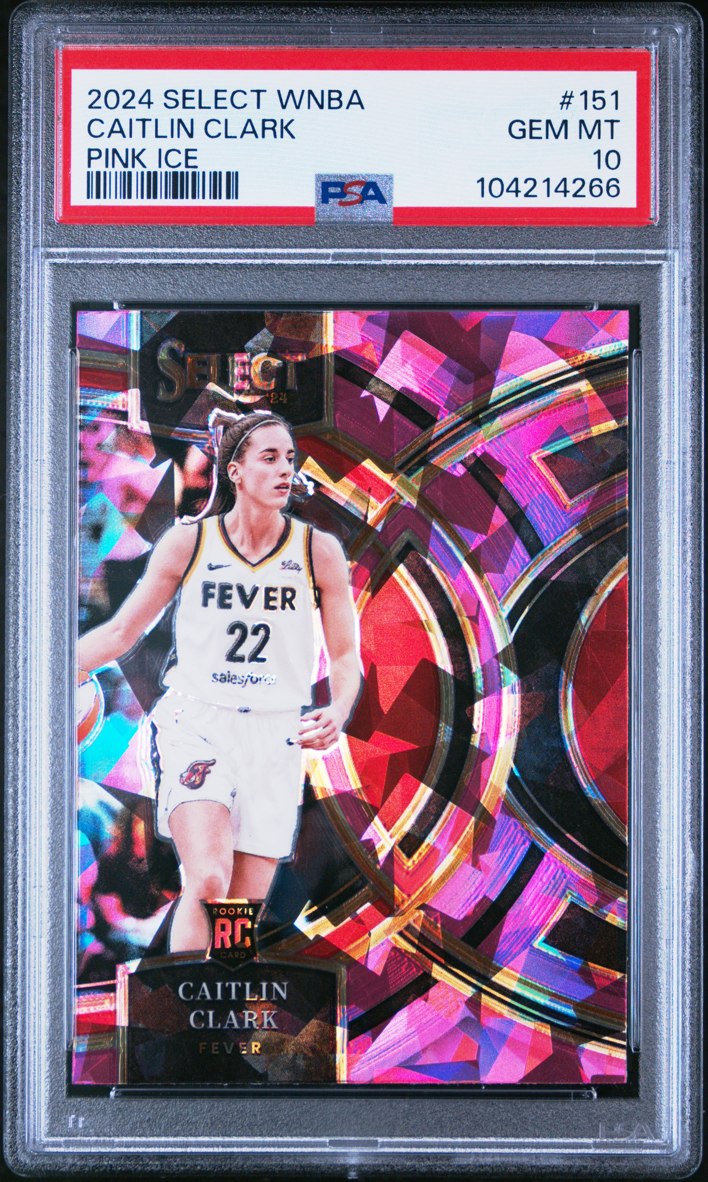 2024 Panini Select Wnba Caitlin Clark #151 (Pink Ice) Gem Mt 10 front