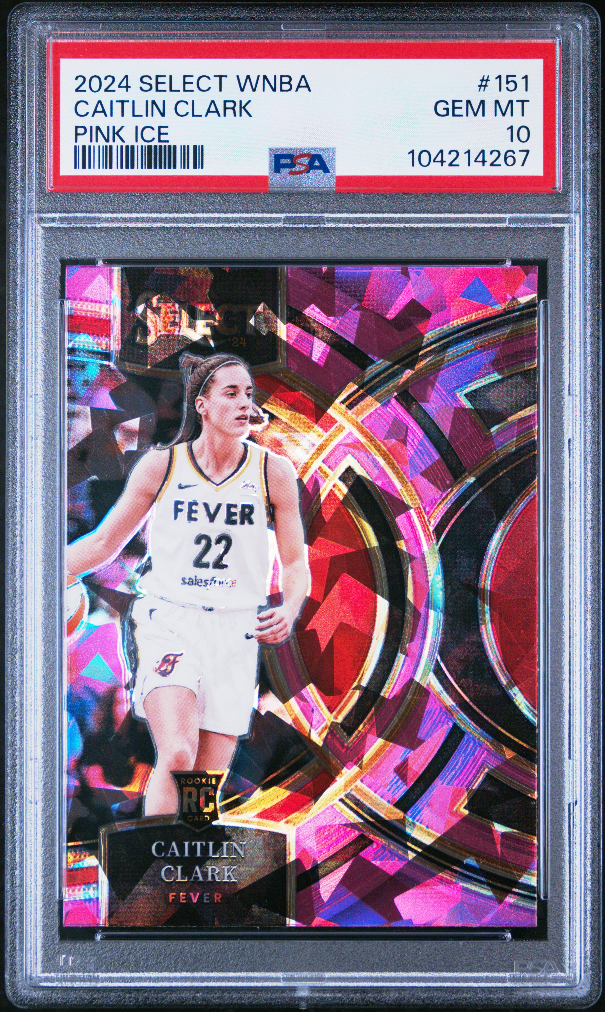 2024 Panini Select Wnba Caitlin Clark #151 (Pink Ice) Gem Mt 10 front