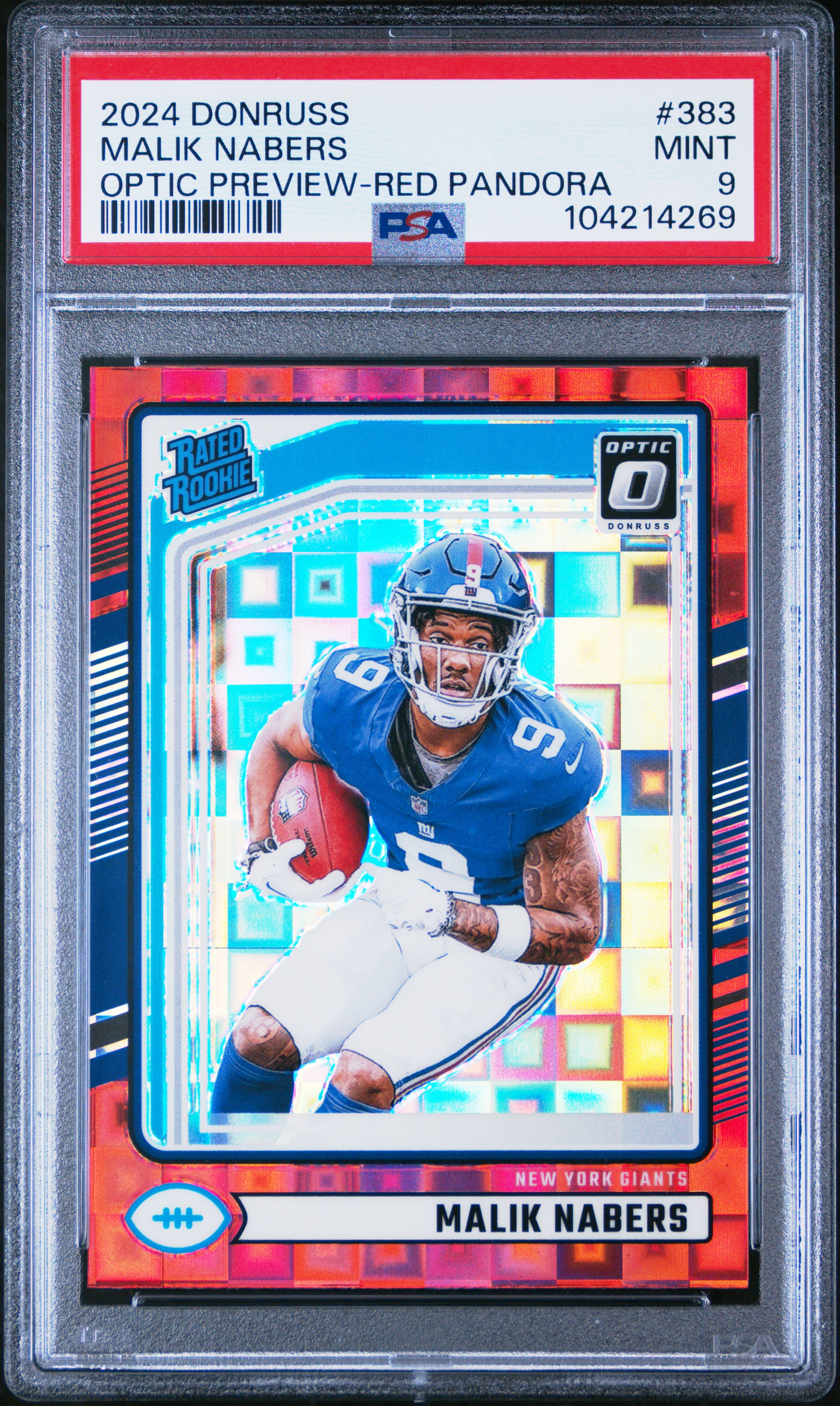 2024 Panini Donruss Malik Nabers #383 (Optic Preview-Red Pandora) Mint 9 front