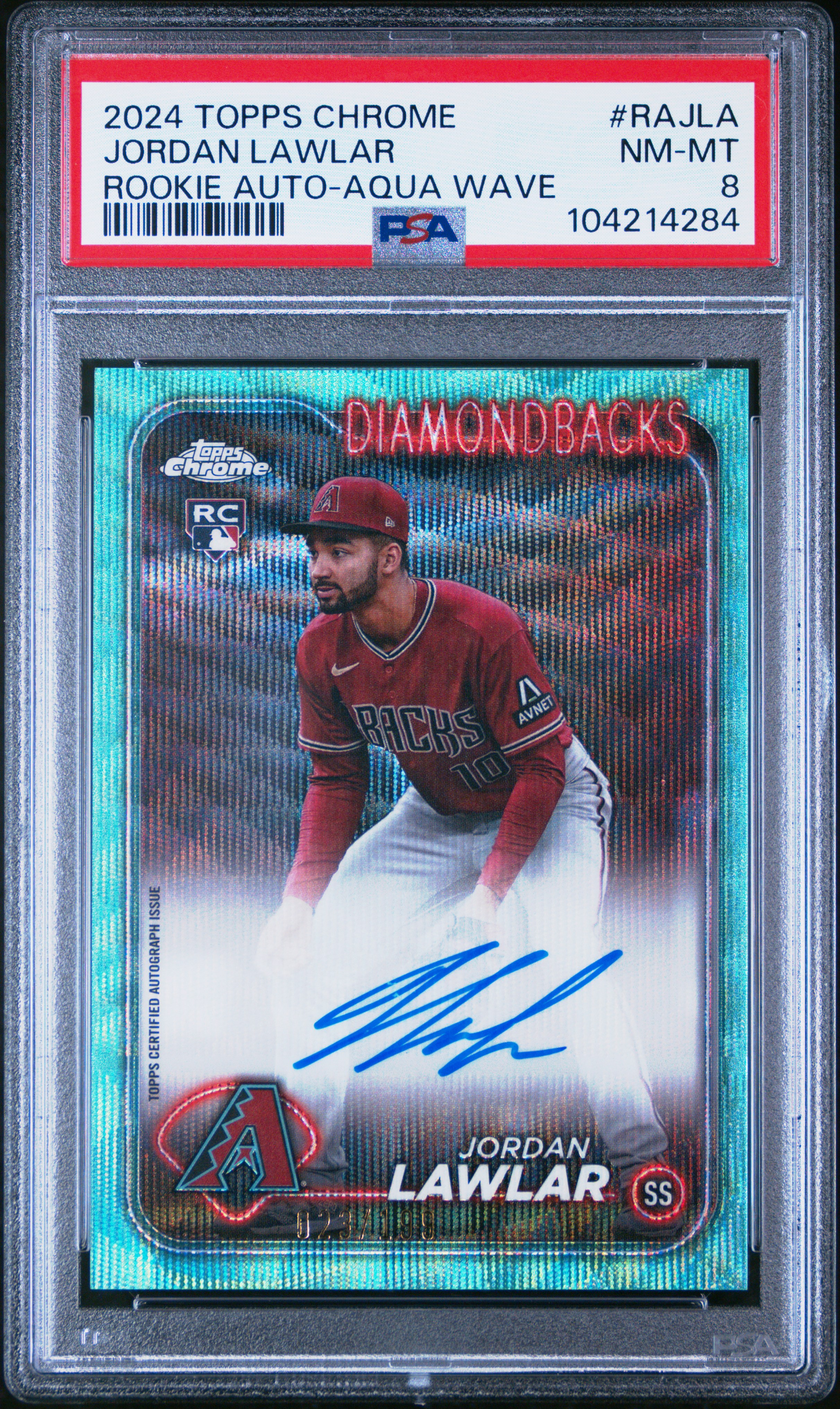 2024 Topps Chrome Rookie Autographs Jordan Lawlar #Rajla (Rookie Auto-Aqua Wave) Nm-Mt 8 front