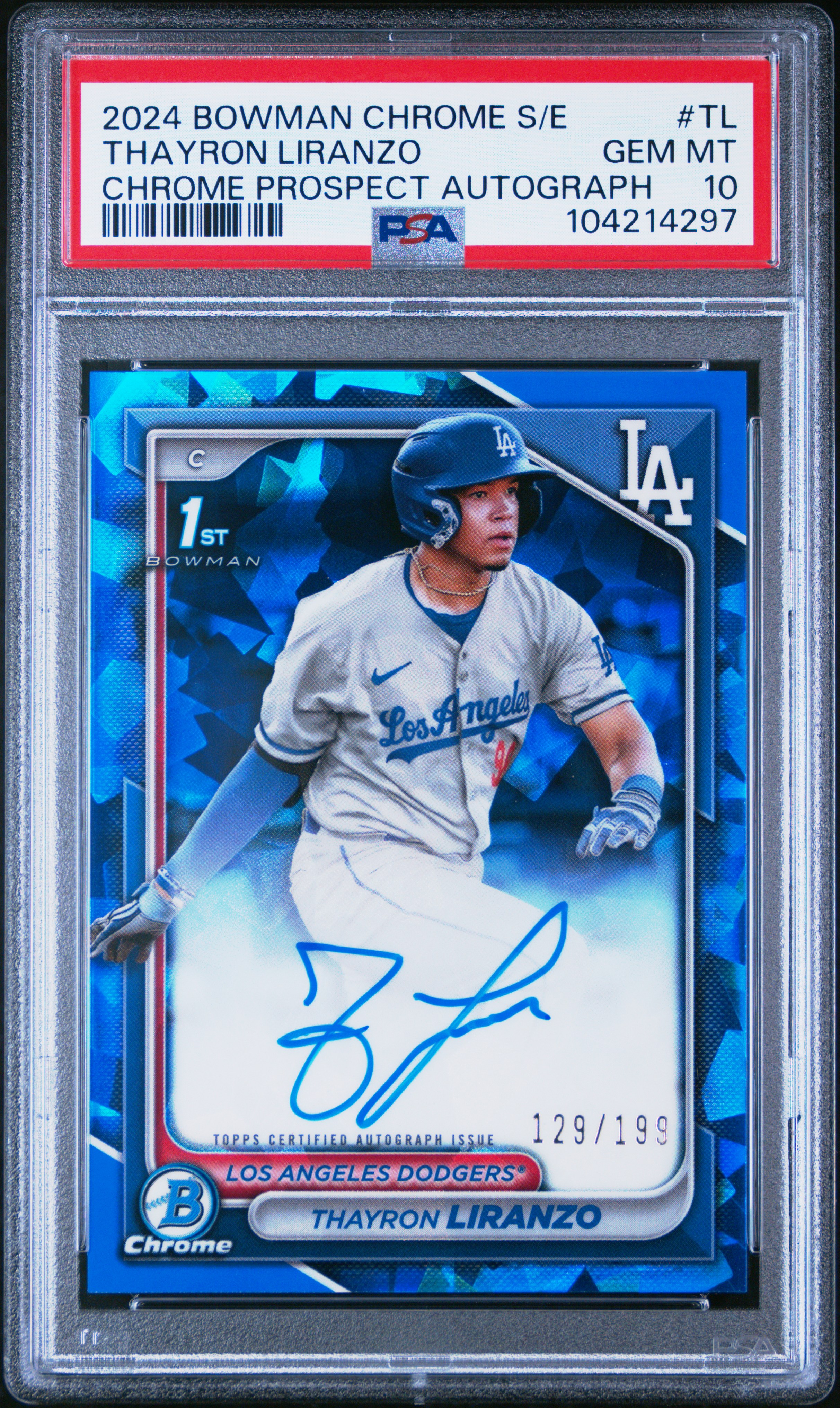 2024 Bowman Chrome Sapphire Edition Prospects Autographs Thayron Liranzo #Tl (Chrome Prospect Autograph) Gem Mt 10 front