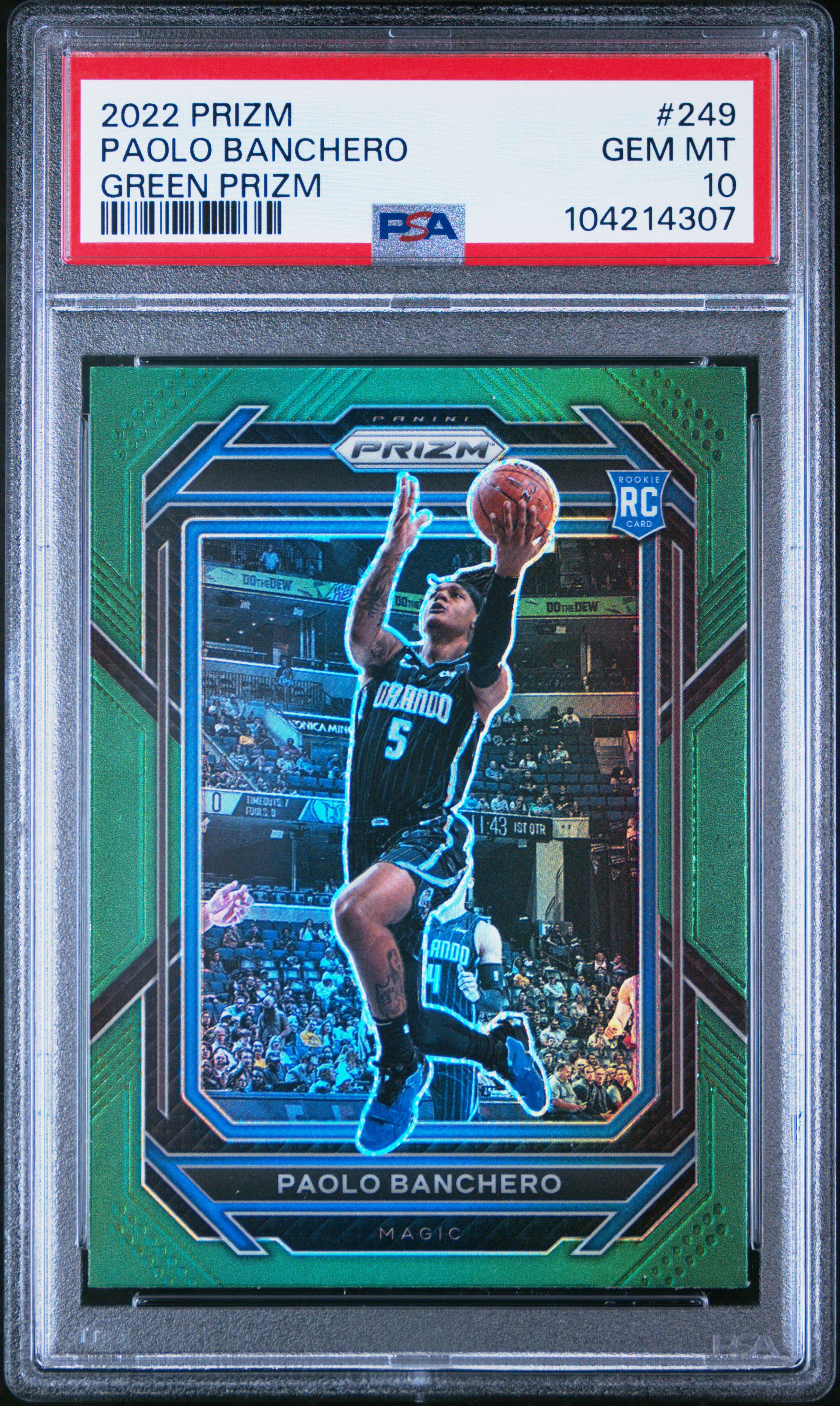 2022 Panini Prizm Paolo Banchero #249 (Green Prizm) Gem Mt 10 front
