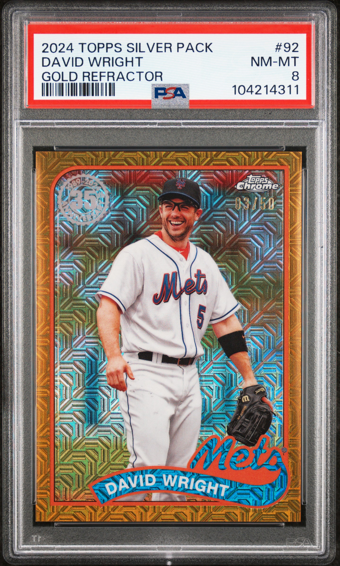 2024 Topps Silver Pack 1989 Chrome Promo David Wright #92 (Gold Refractor) Nm-Mt 8 front