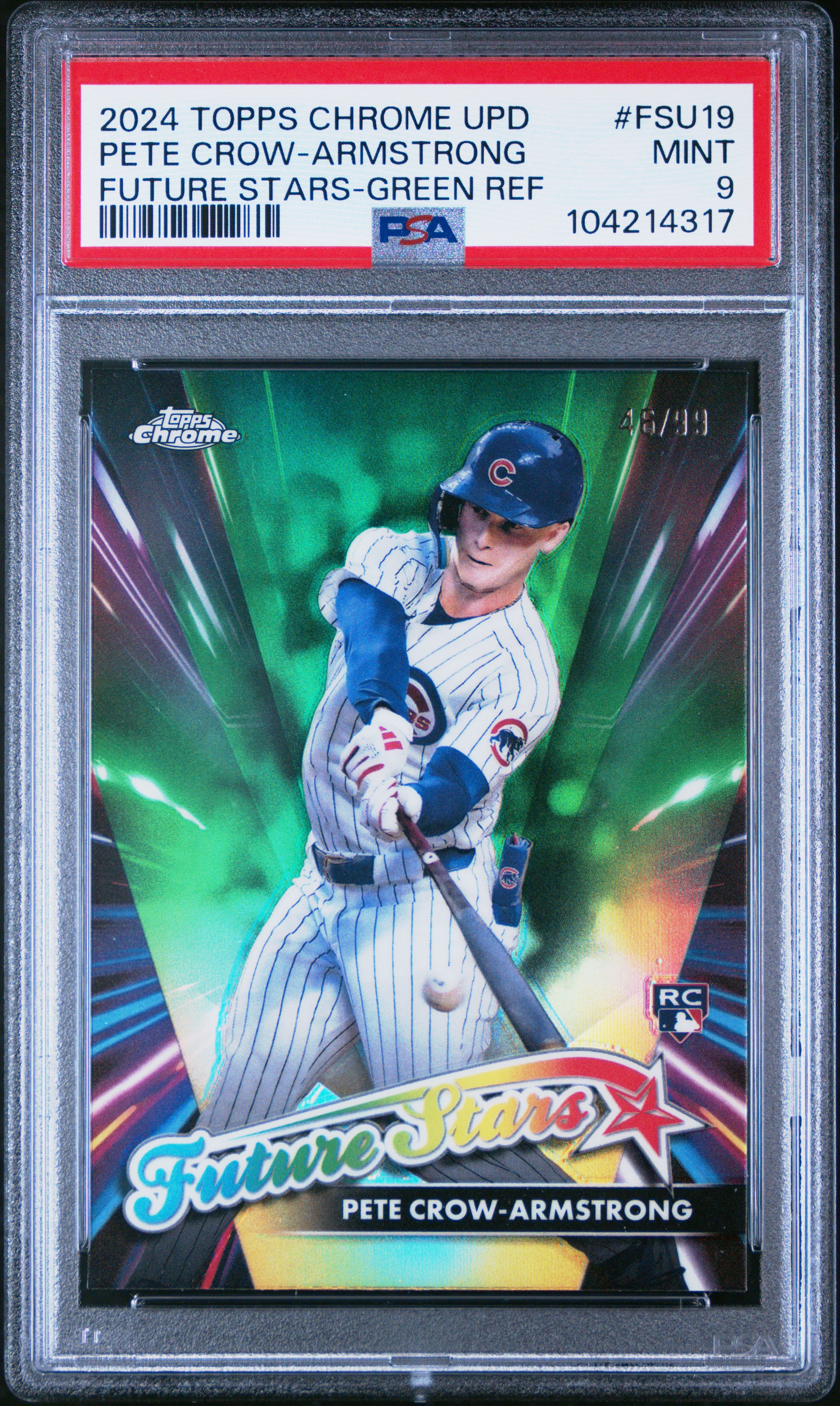 2024 Topps Chrome Update Future Stars Pete Crow-Armstrong #Fsu19 (Future Stars-Green Ref) Mint 9 front