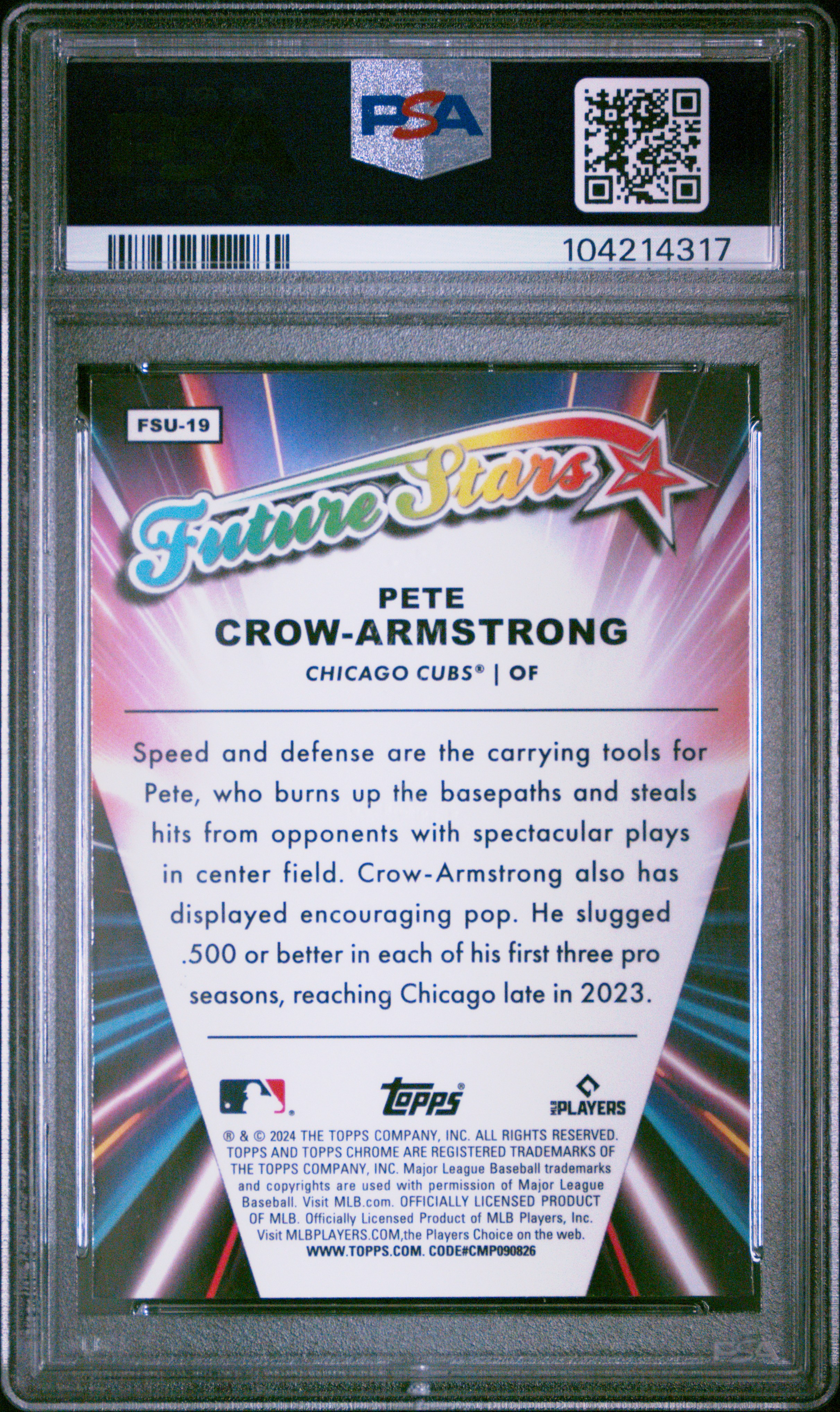 2024 Topps Chrome Update Future Stars Pete Crow-Armstrong #Fsu19 (Future Stars-Green Ref) Mint 9 back
