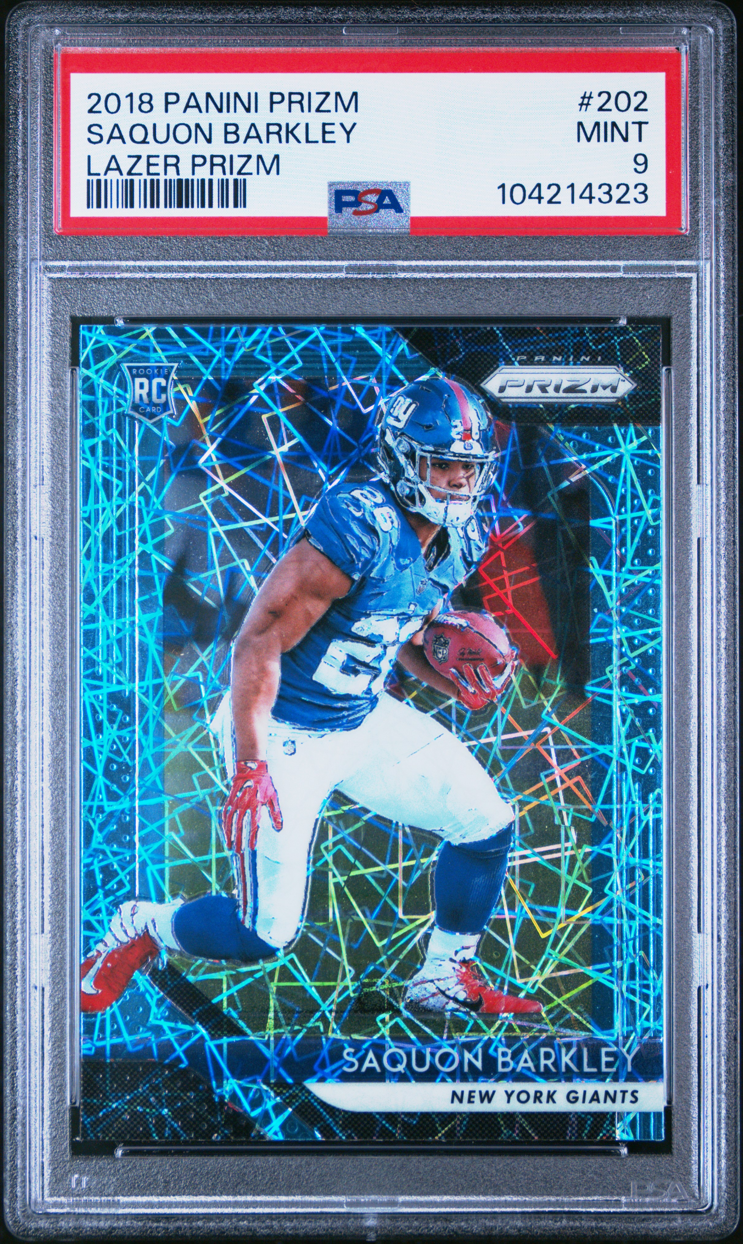 2018 Panini Prizm Saquon Barkley #202 (Lazer Prizm) Mint 9 front
