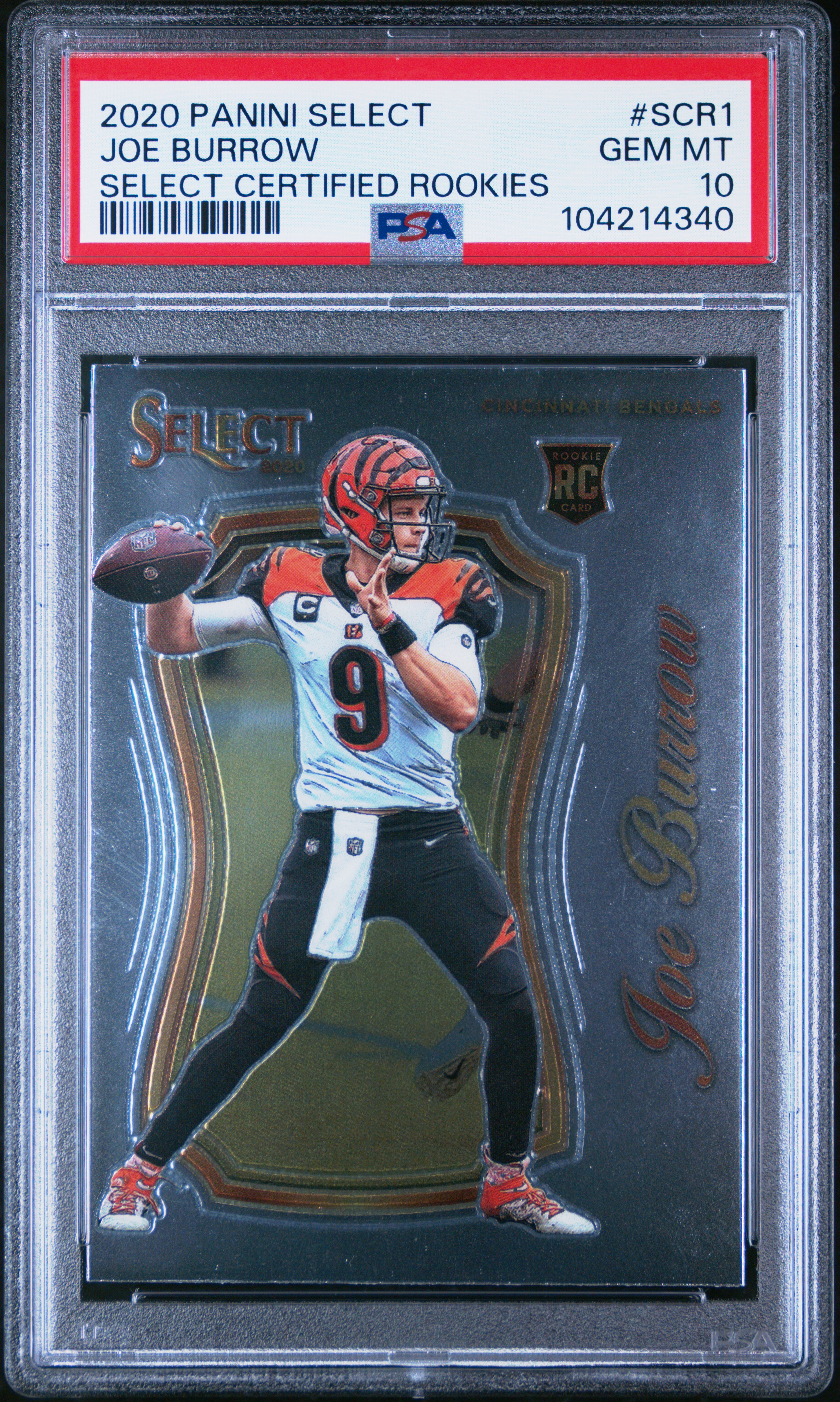 2020 Panini Select Select Certified Rookies Joe Burrow #Scr1 (Select Certified Rookies) Gem Mt 10 front