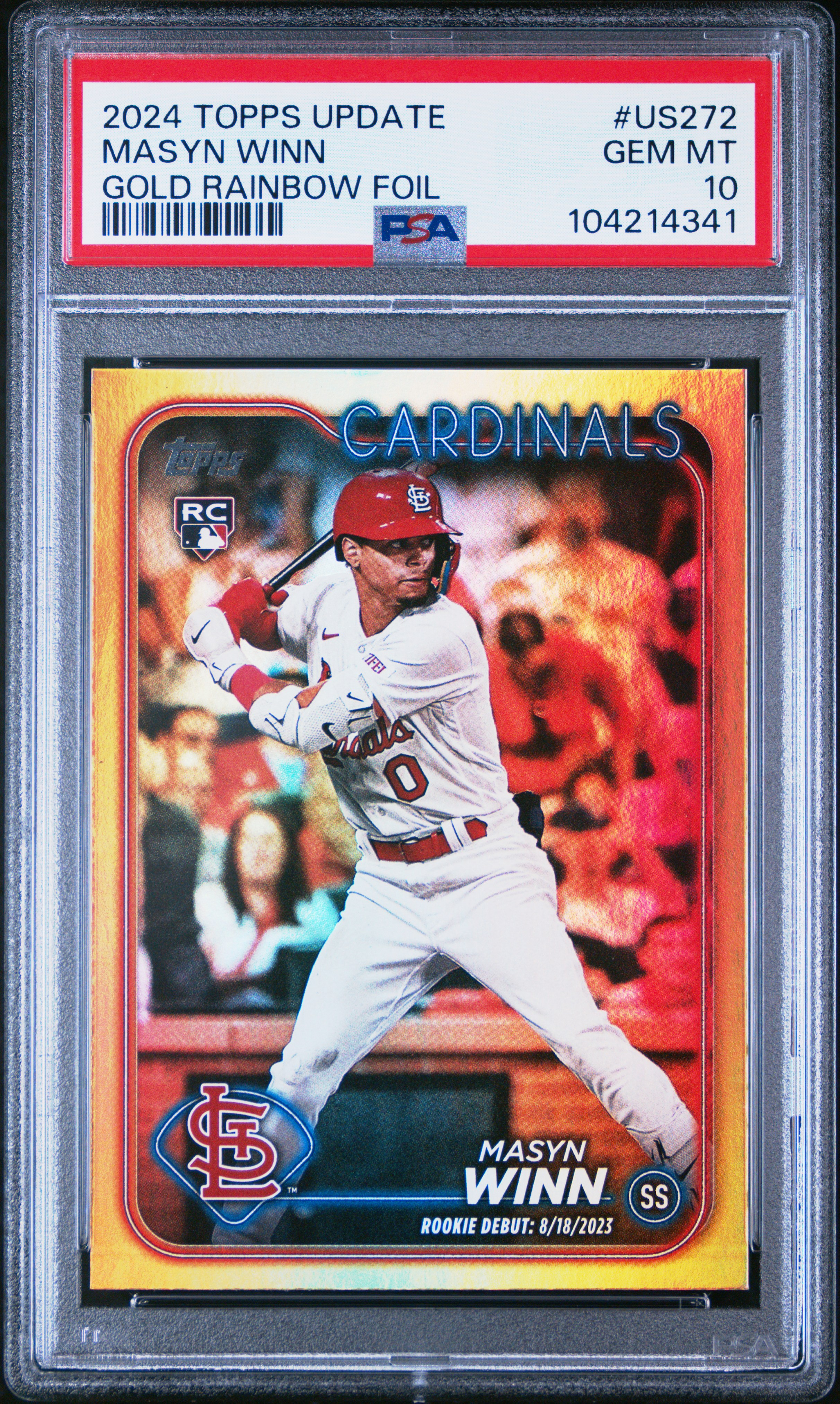 2024 Topps Update Masyn Winn #Us272 (Gold Rainbow Foil) Gem Mt 10 front