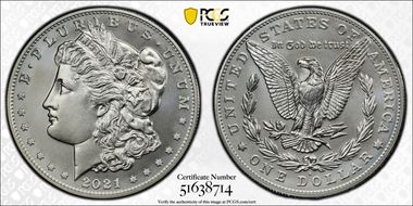 2021-S $1 Morgan Dollar 100th Anniversary MS70
