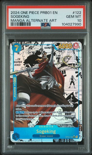 2024 One Piece Prb01-Premium Booster -One Piece Card The Best- Sogeking #122 (Manga Alternate Art) Gem Mt 10 front