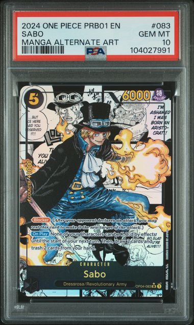 2024 One Piece Prb01-Premium Booster -One Piece Card The Best- Sabo #083 (Manga Alternate Art) Gem Mt 10 front