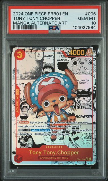 2024 One Piece Prb01-Premium Booster -One Piece Card The Best- Tony Tony Chopper #006 (Manga Alternate Art) Gem Mt 10 front