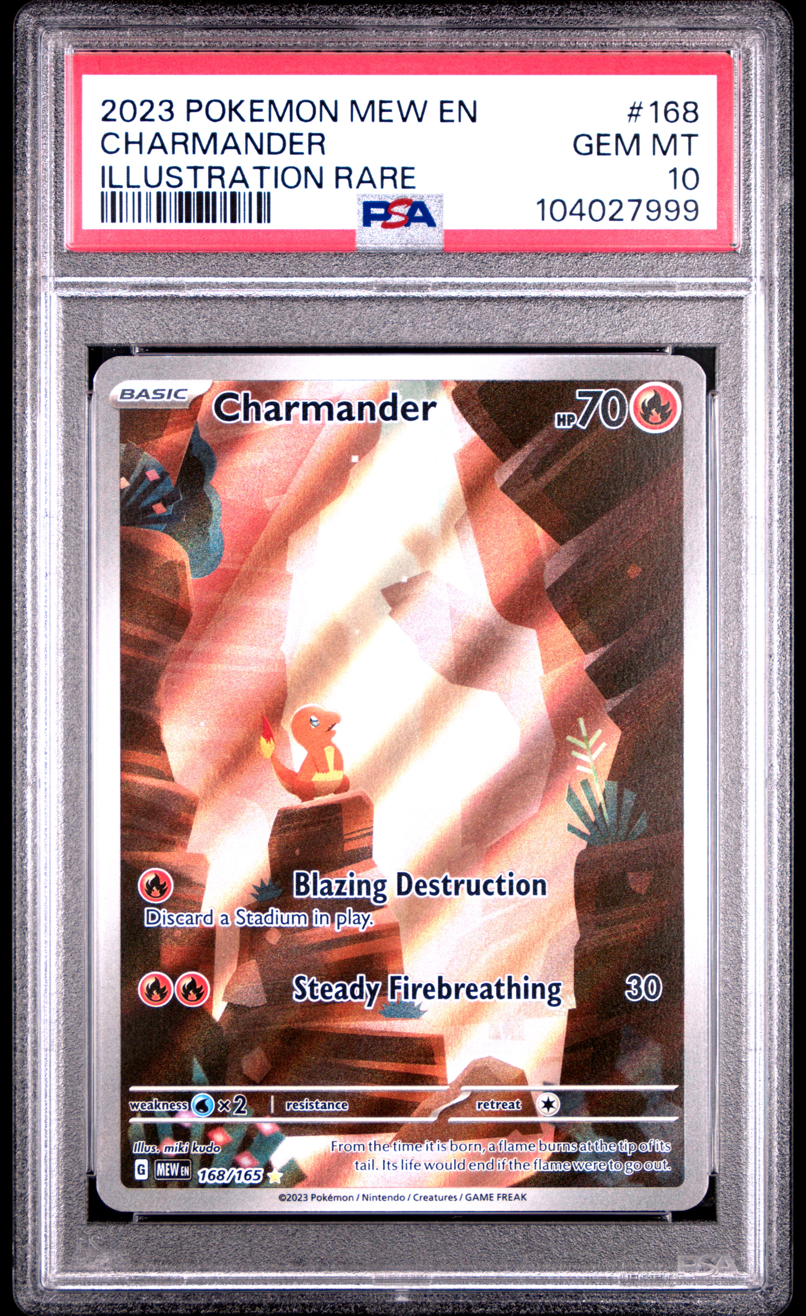 2023 Pokemon Mew En-151 Charmander #168 (Illustration Rare) Gem Mt 10 back