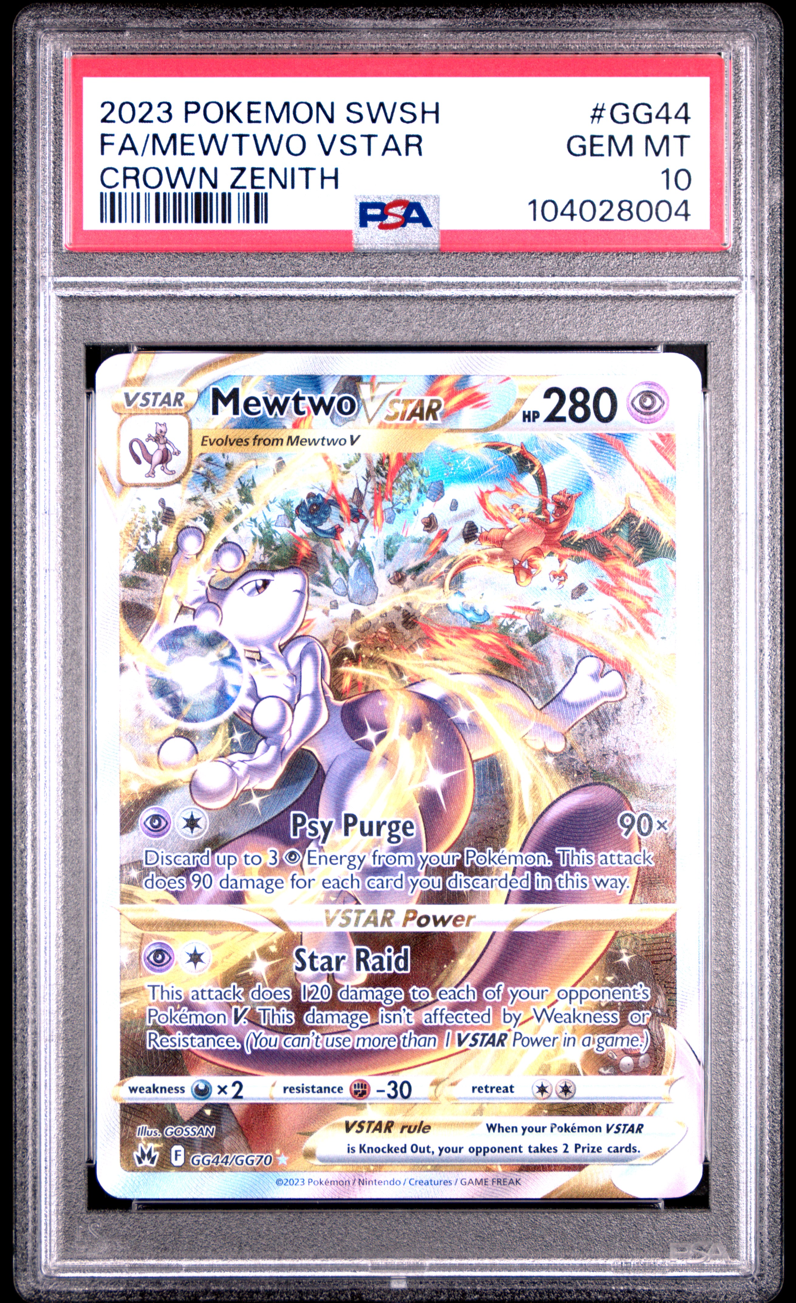 2023 Pokemon Sword And Shield Crown Zenith Fa / Mewtwo Vstar #Gg44 (Crown Zenith) Gem Mt 10 back