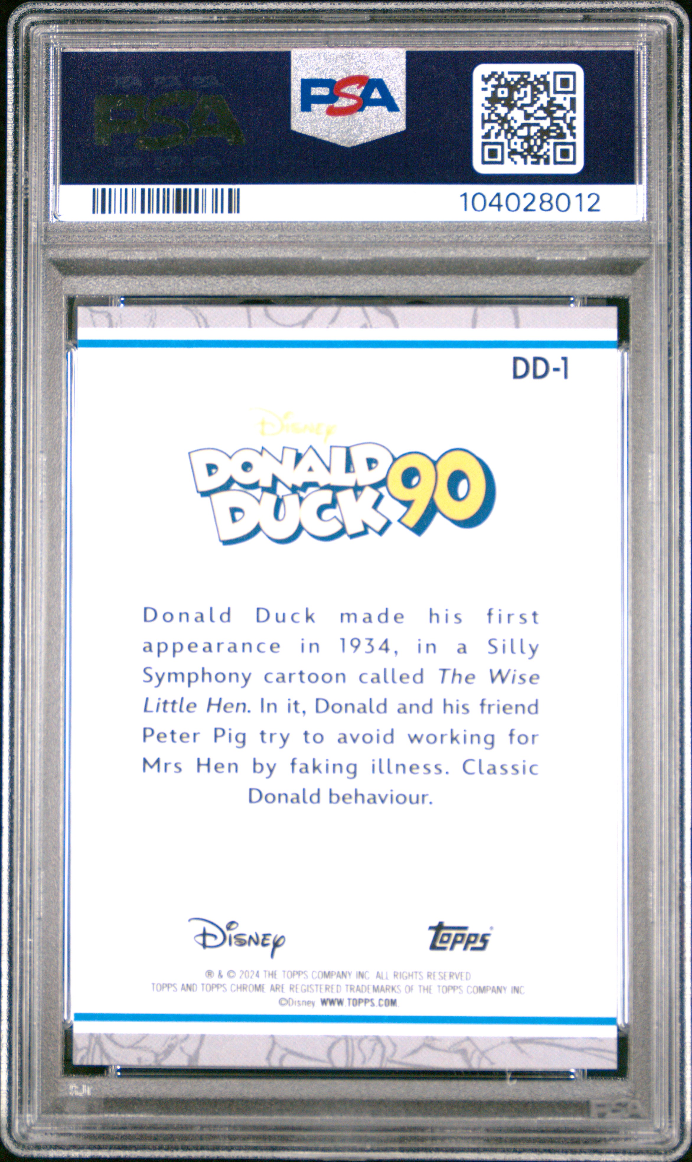 2024 Topps Chrome Disney Donald Duck 90Th Anniversary Donald Duck #Dd1 Gem Mt 10 front