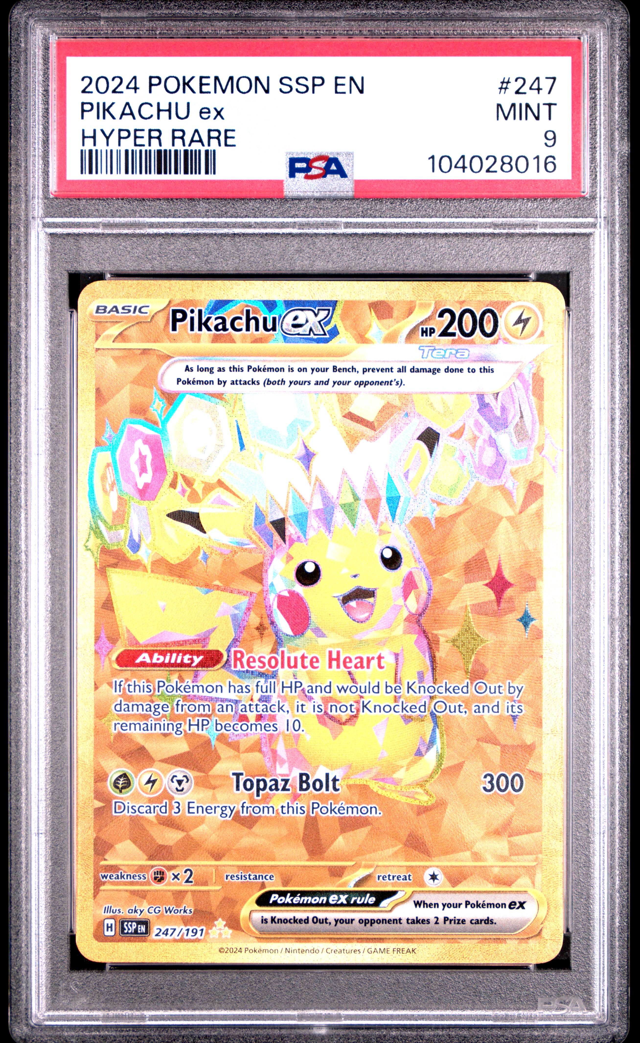 2024 Pokemon Ssp En-Surging Sparks Pikachu Ex #247 (Hyper Rare) Mint 9 back