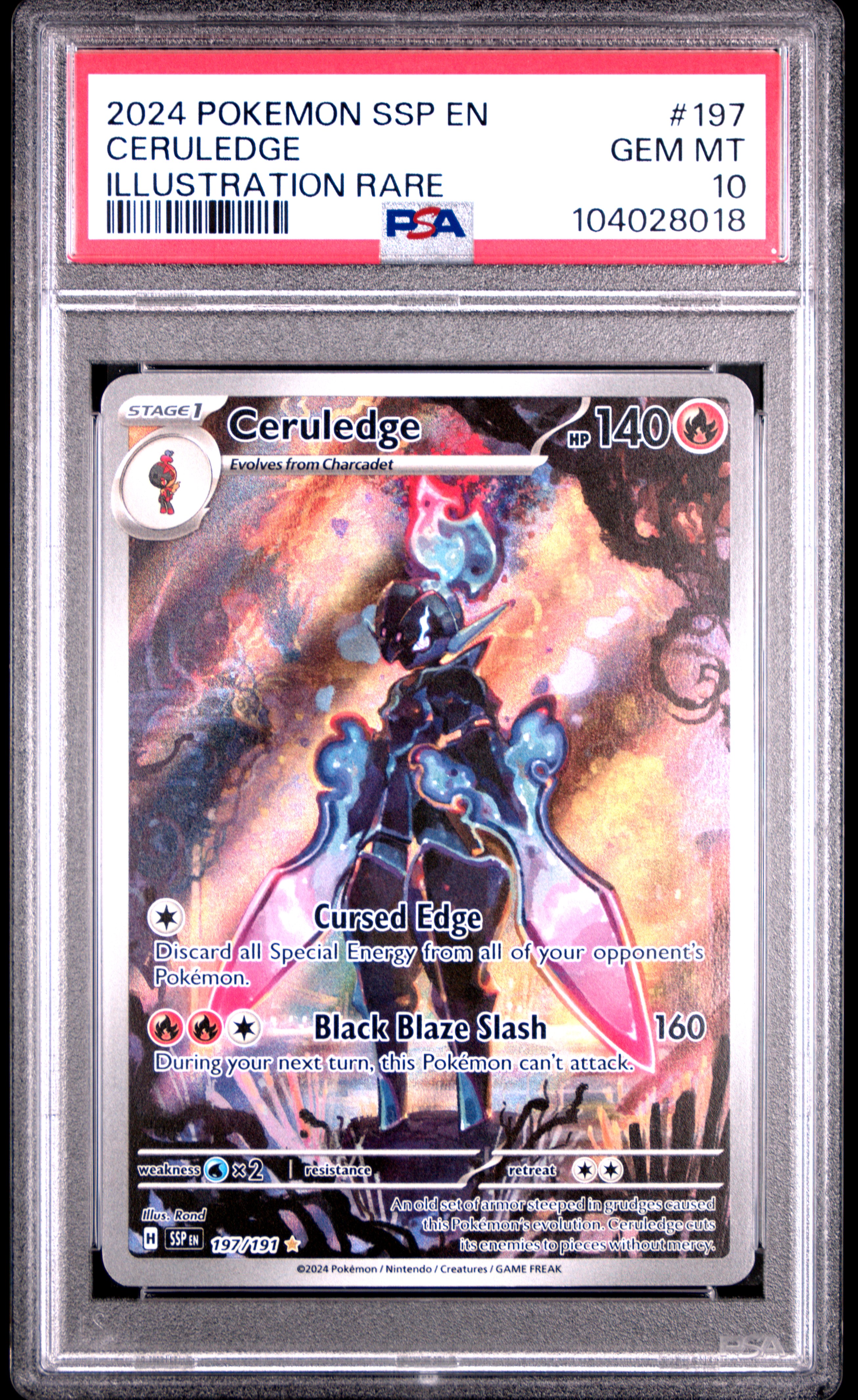 2024 Pokemon Ssp En-Surging Sparks Ceruledge #197 (Illustration Rare) Gem Mt 10 back