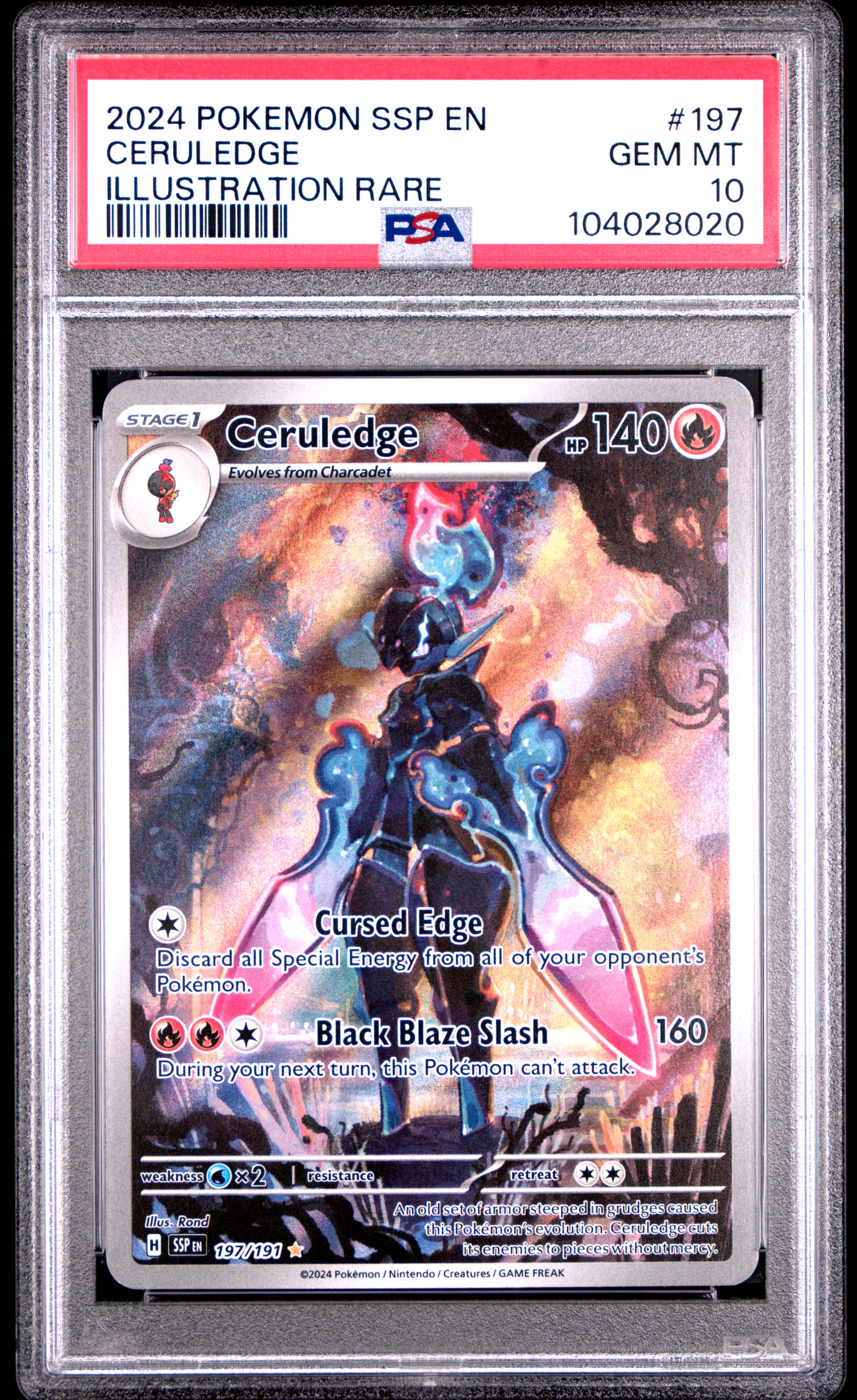 2024 Pokemon Ssp En-Surging Sparks Ceruledge #197 (Illustration Rare) Gem Mt 10 back