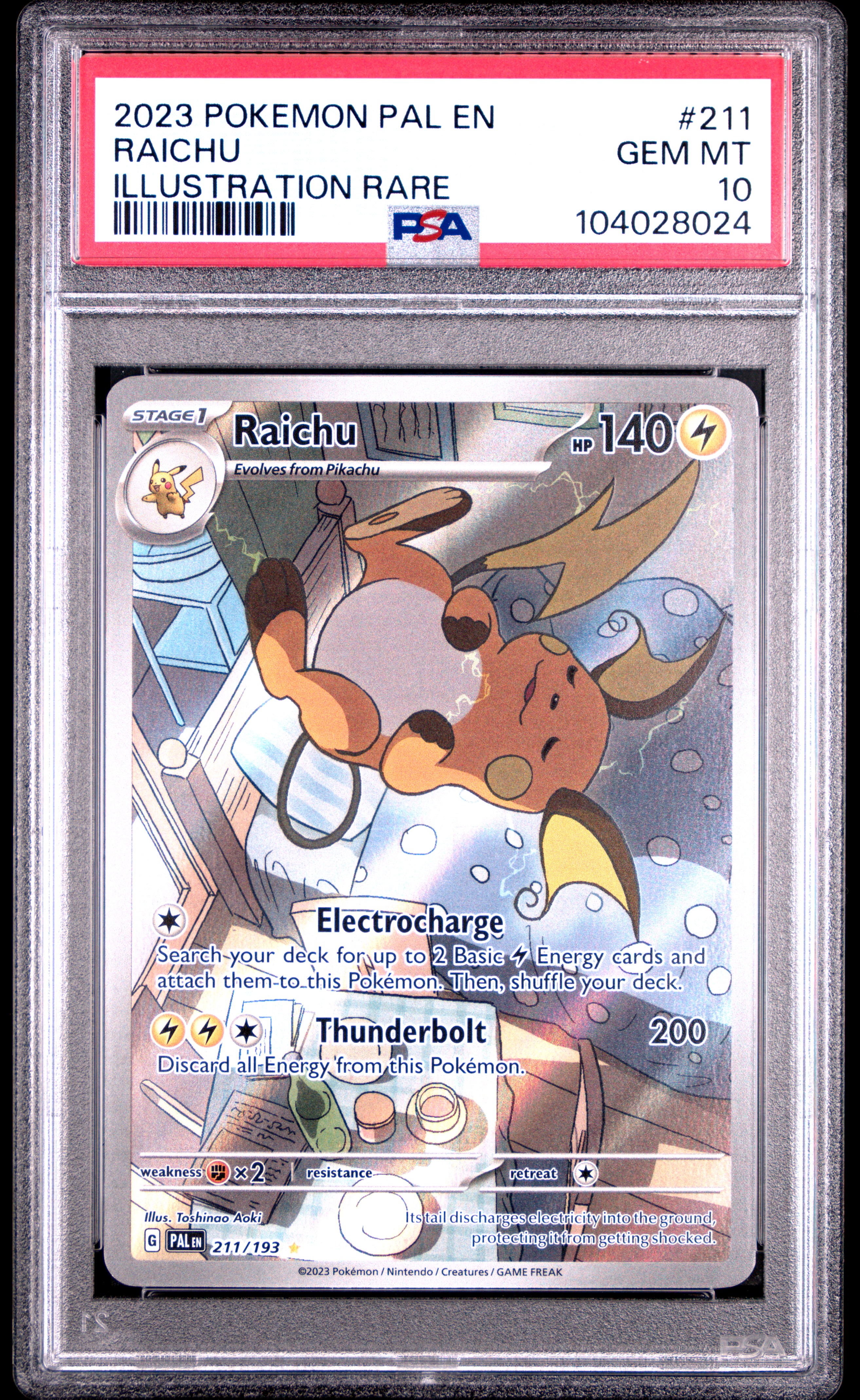 2023 Pokemon Pal En-Paldea Evolved Raichu #211 (Illustration Rare) Gem Mt 10 back