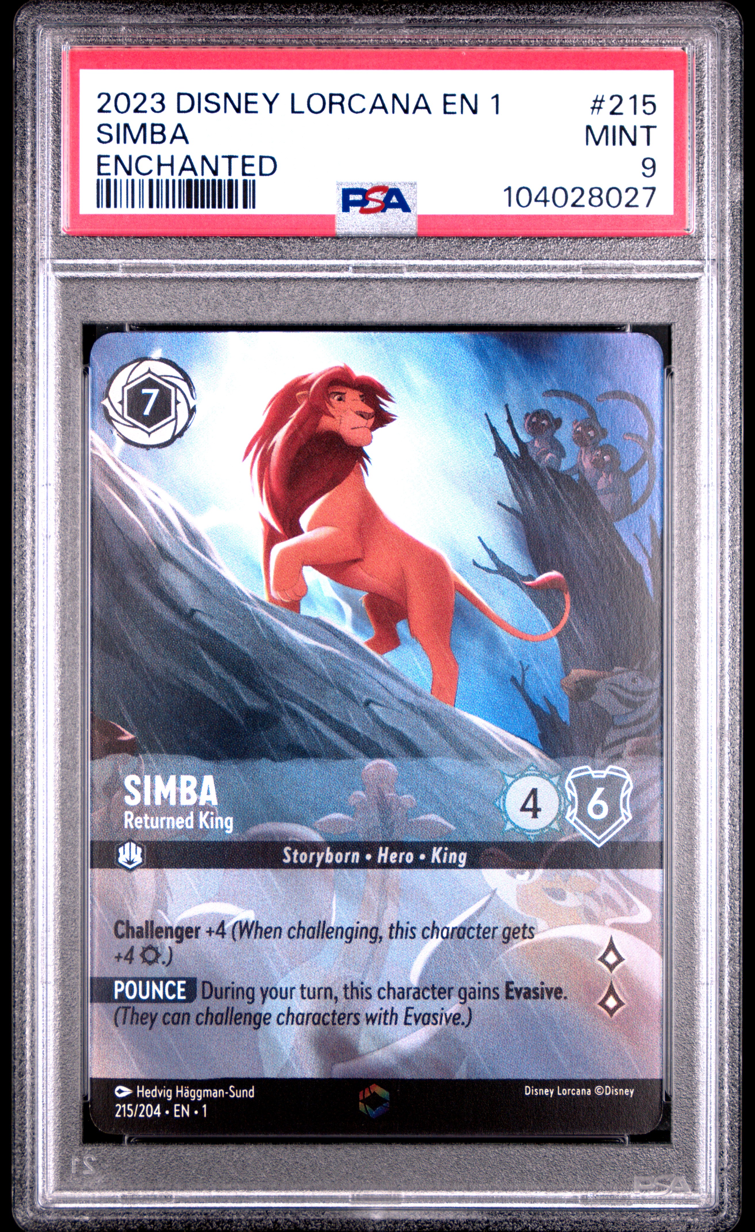 2023 Disney Lorcana En 1-The First Chapter Simba #215 (Enchanted) Mint 9 back