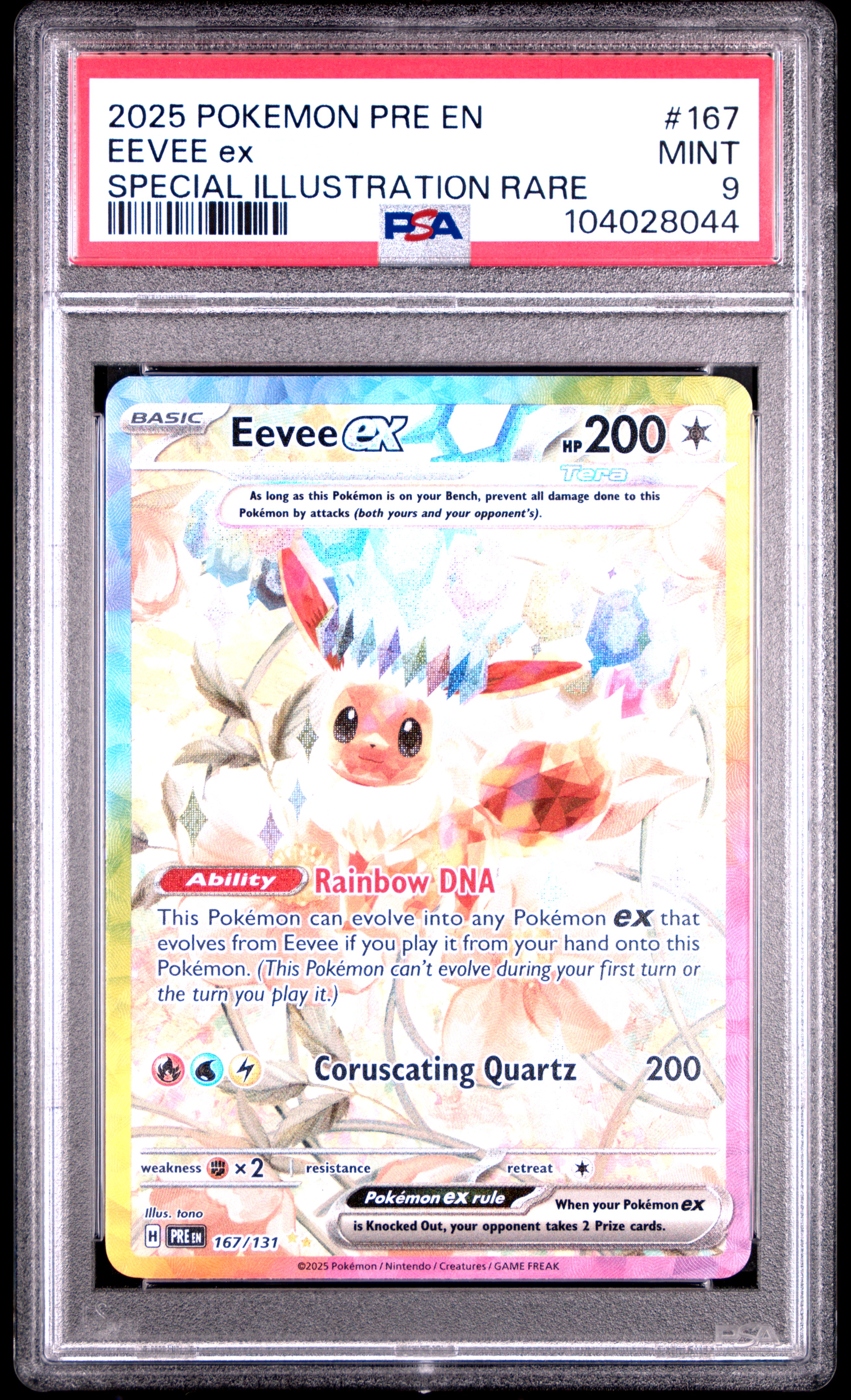 2025 Pokemon Pre En-Prismatic Evolutions Eevee Ex #167 (Special Illustration Rare) Mint 9 back