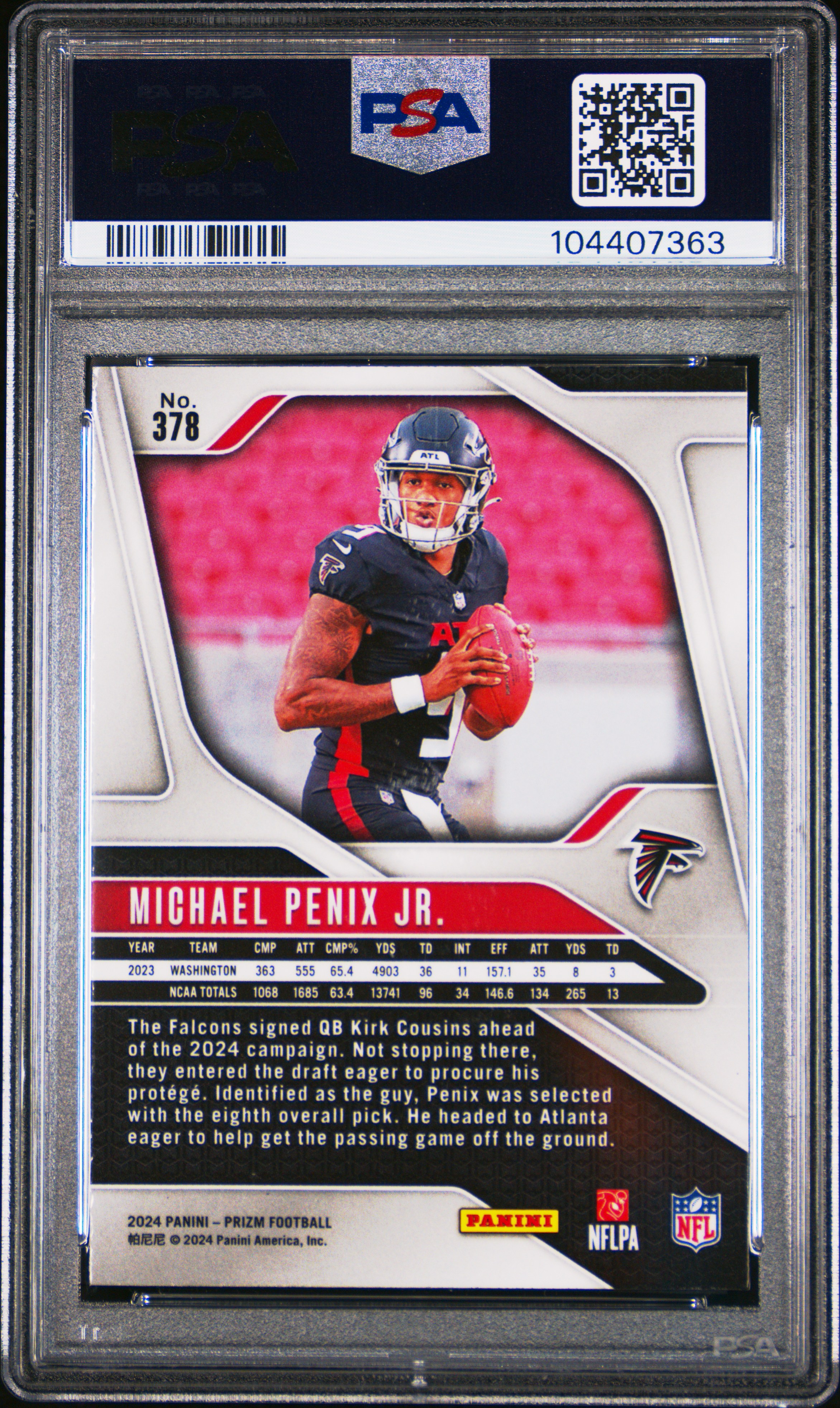2024 Panini Prizm Michael Penix Jr. #378 Gem Mt 10 back