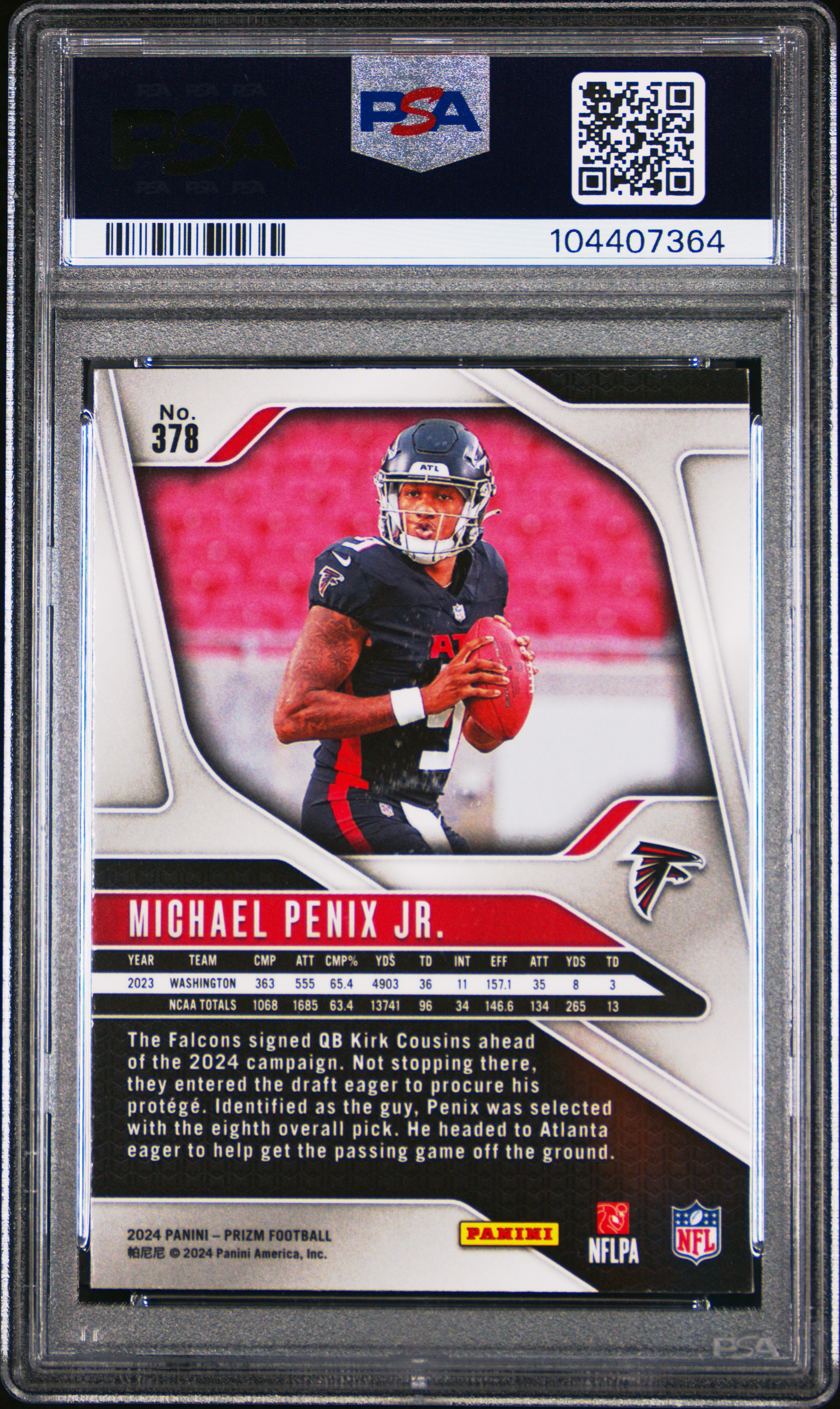 2024 Panini Prizm Michael Penix Jr. #378 Mint 9 back