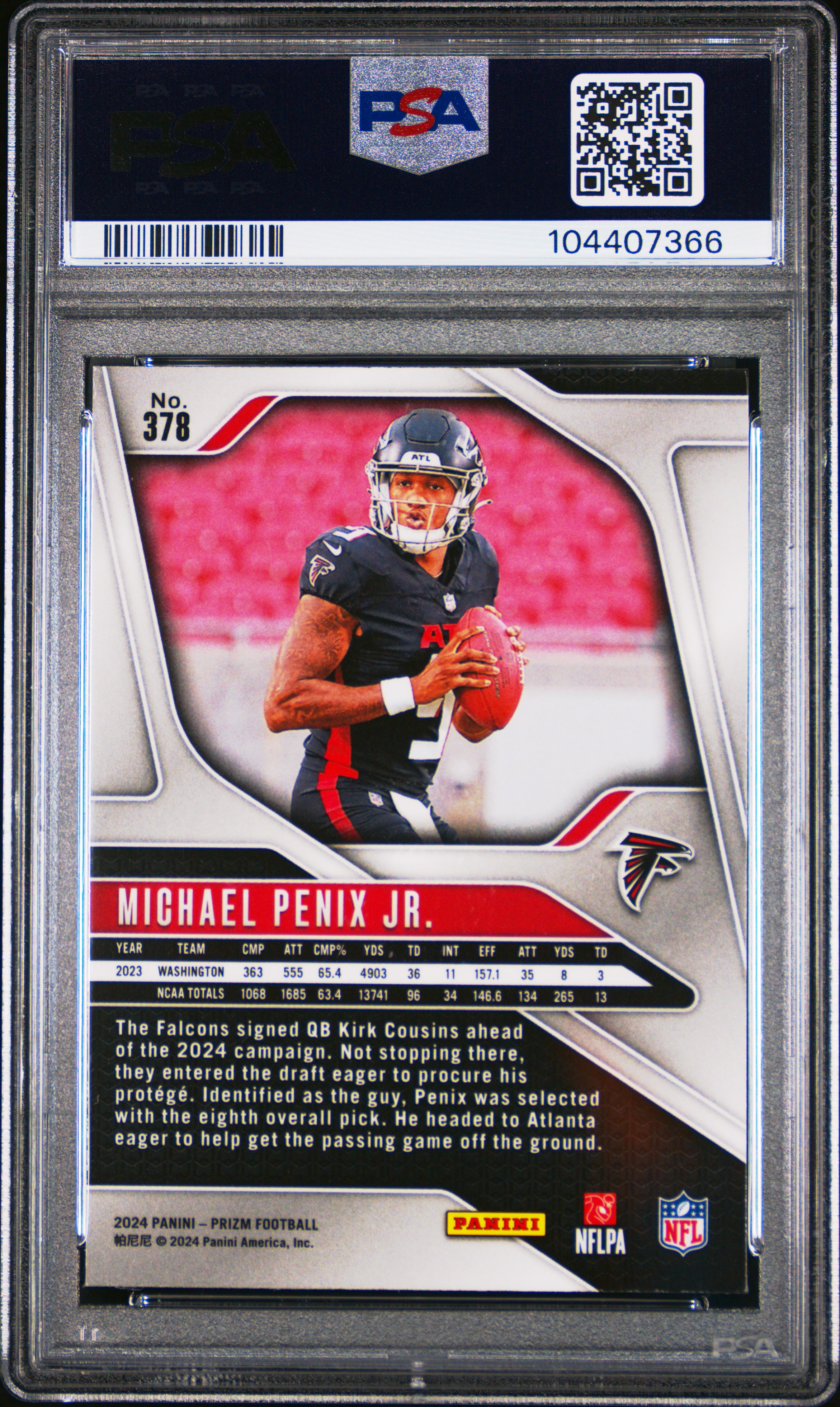 2024 Panini Prizm Michael Penix Jr. #378 Gem Mt 10 back