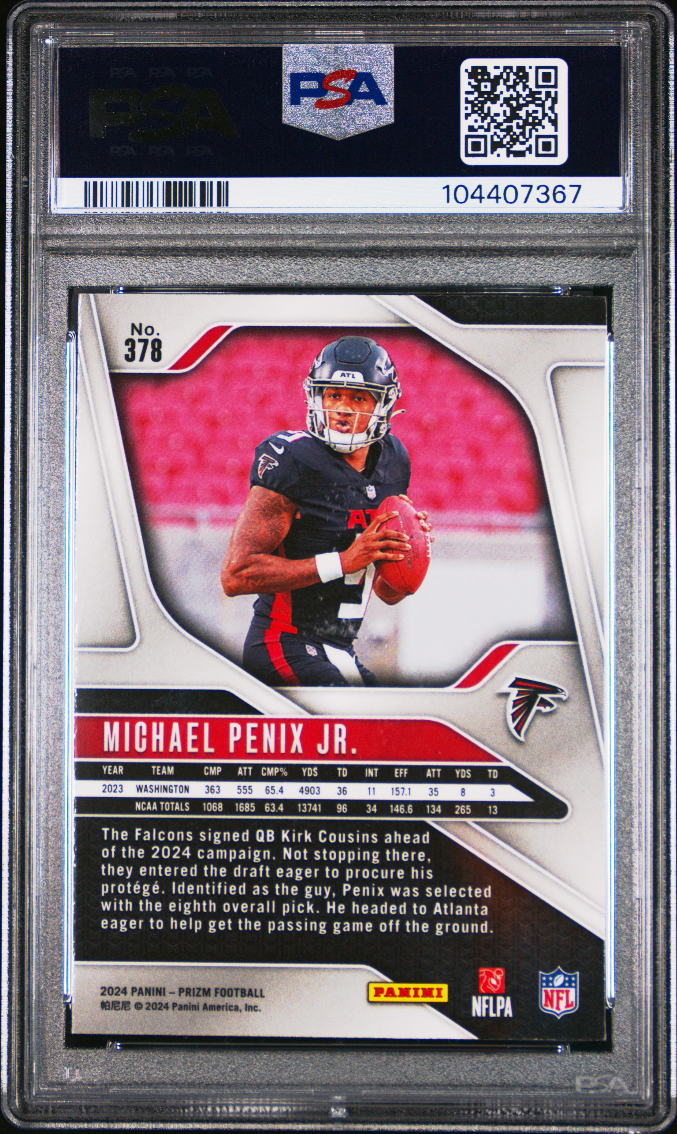 2024 Panini Prizm Michael Penix Jr. #378 Mint 9 back