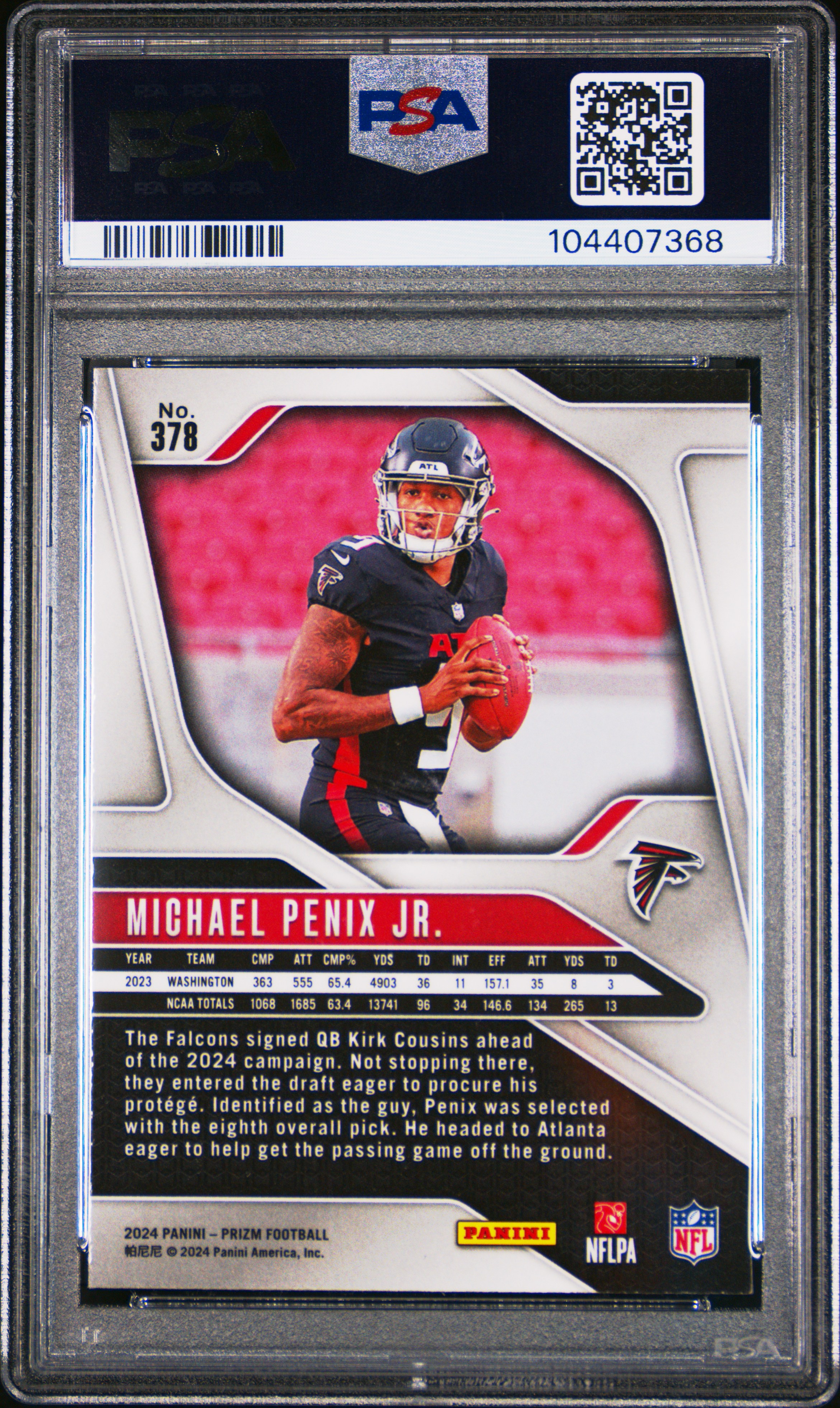 2024 Panini Prizm Michael Penix Jr. #378 Mint 9 back