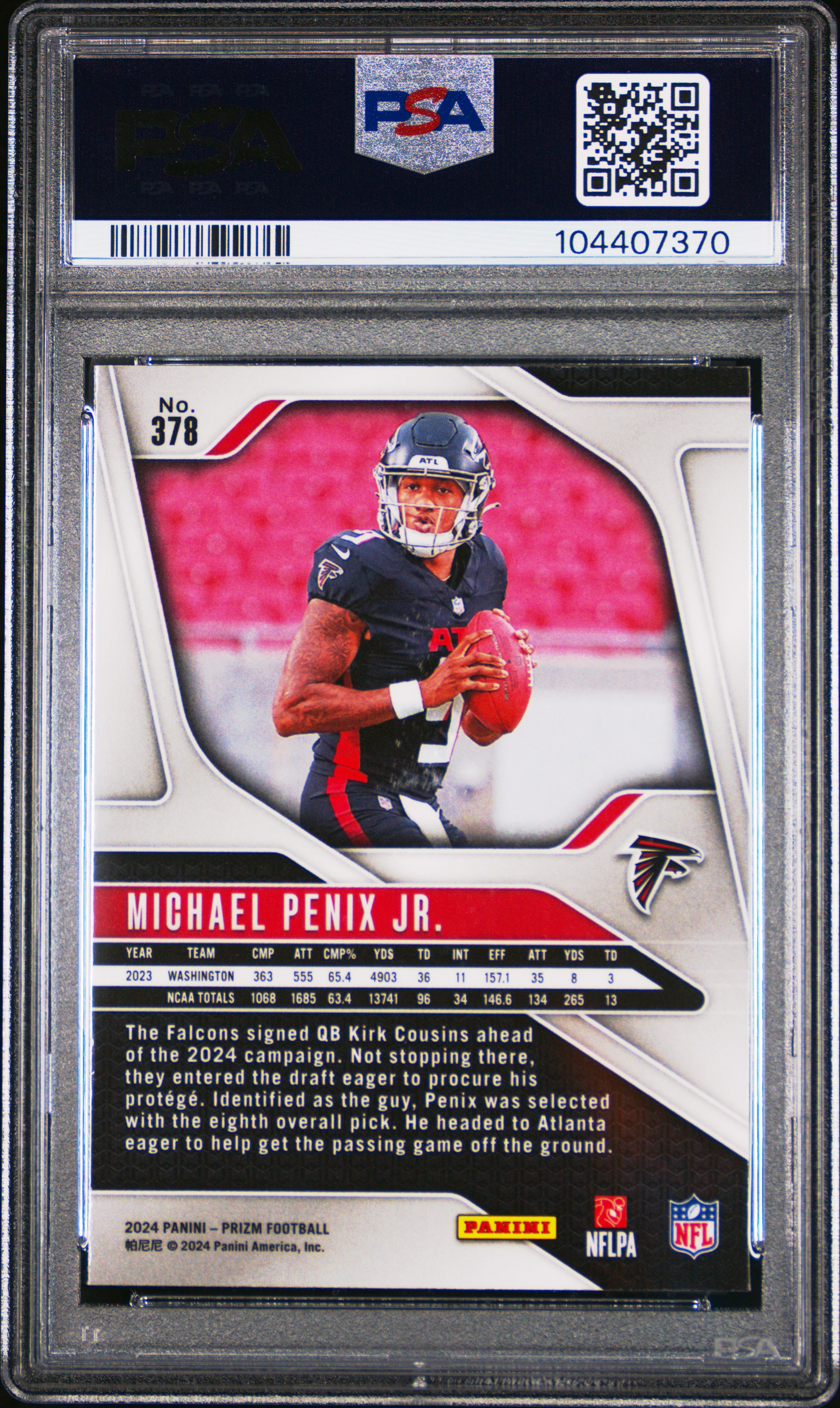 2024 Panini Prizm Michael Penix Jr. #378 Mint 9 back