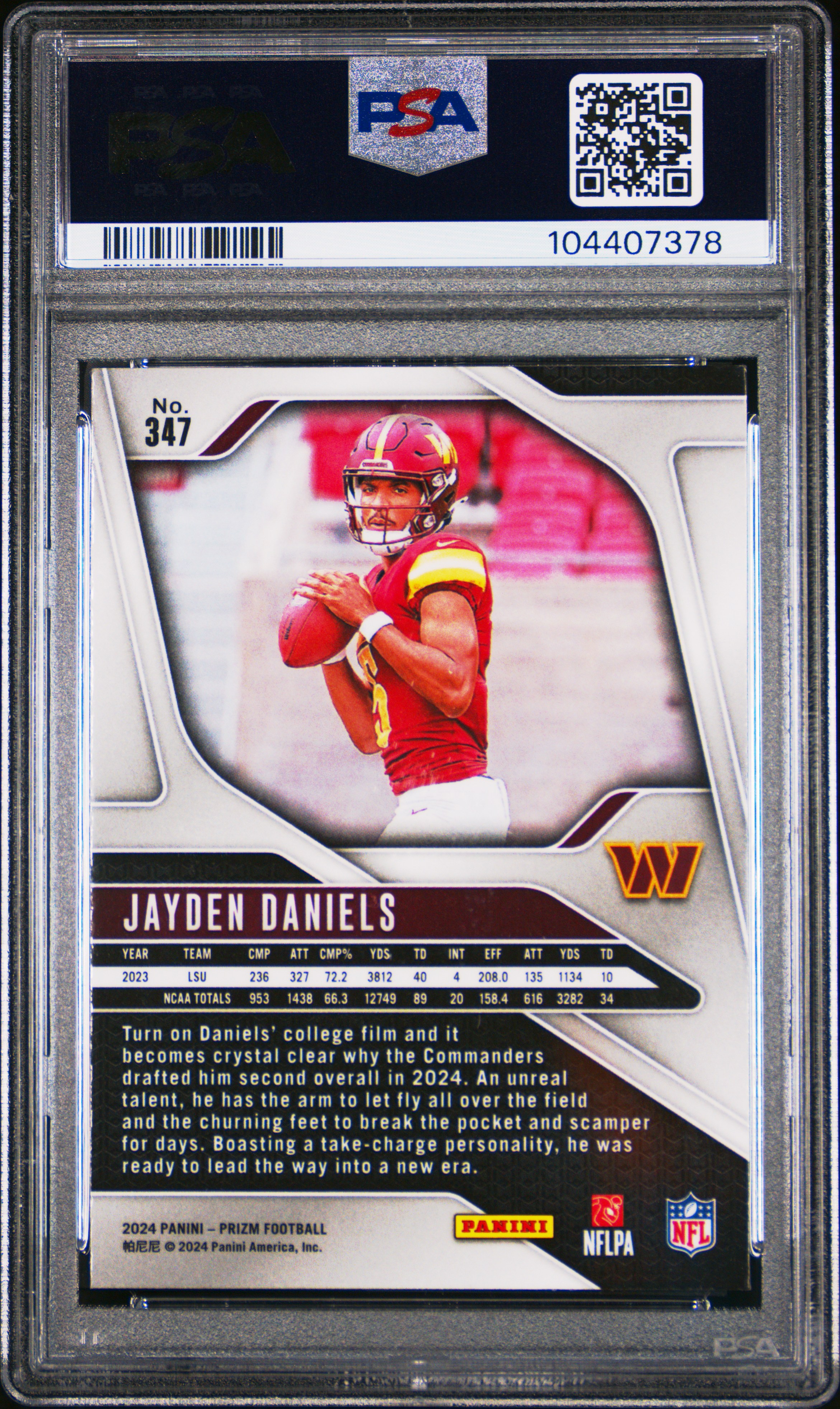 2024 Panini Prizm Jayden Daniels #347 Mint 9 back