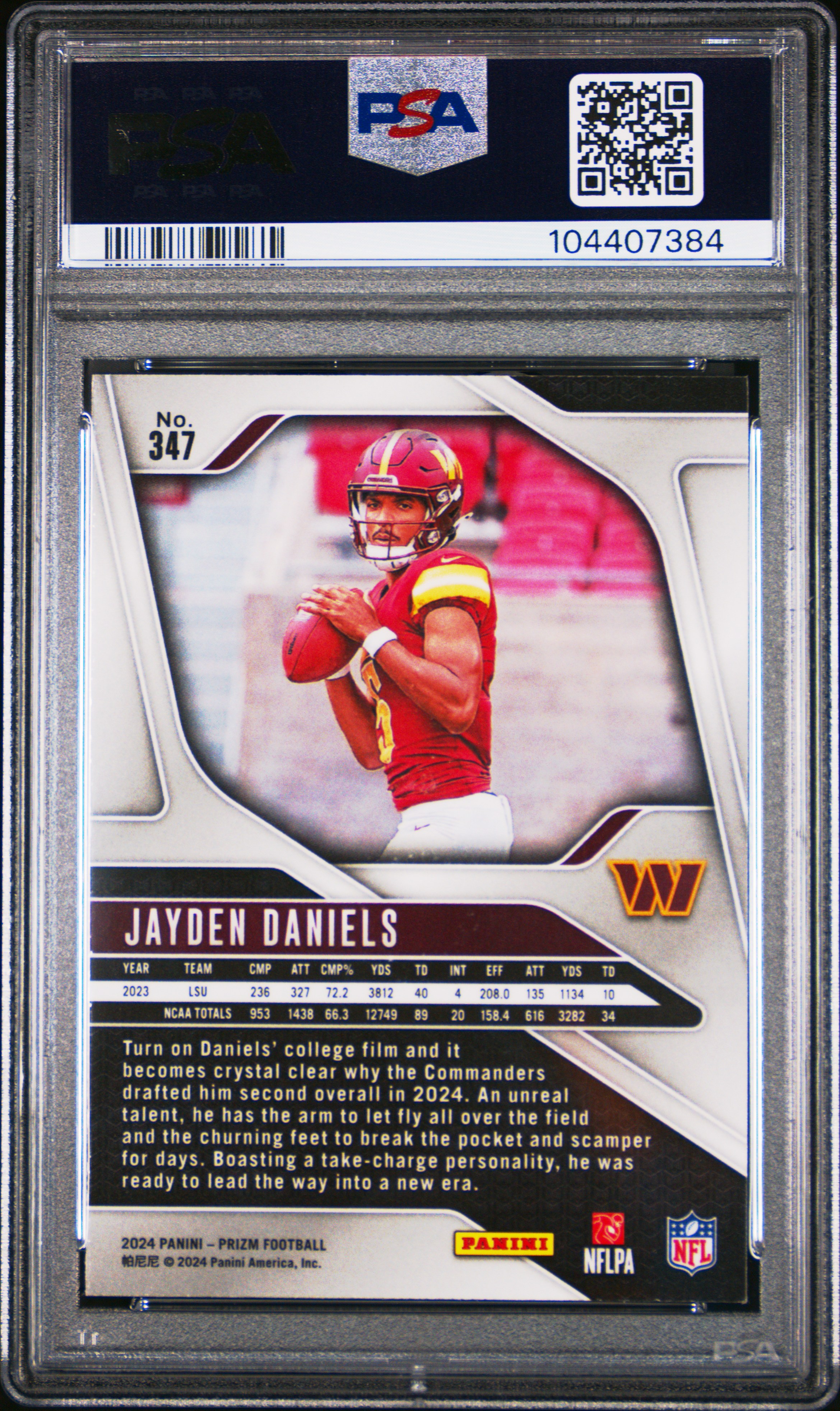 2024 Panini Prizm Jayden Daniels #347 Mint 9 back