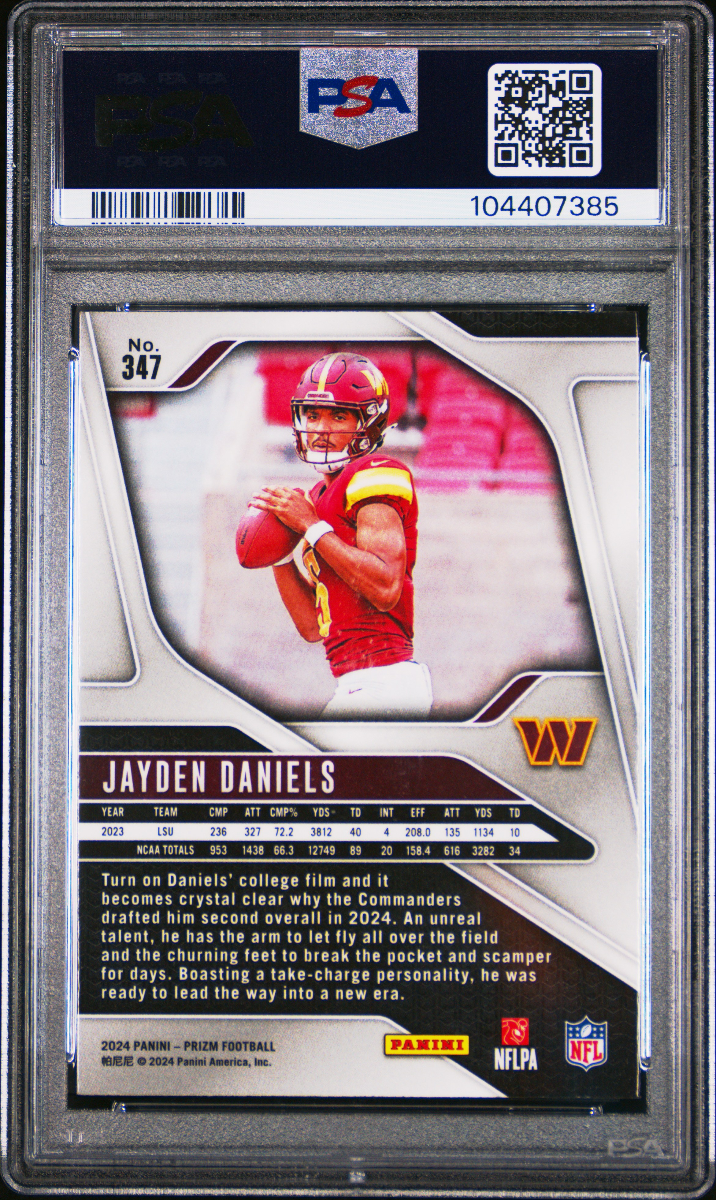 2024 Panini Prizm Jayden Daniels #347 Mint 9 back