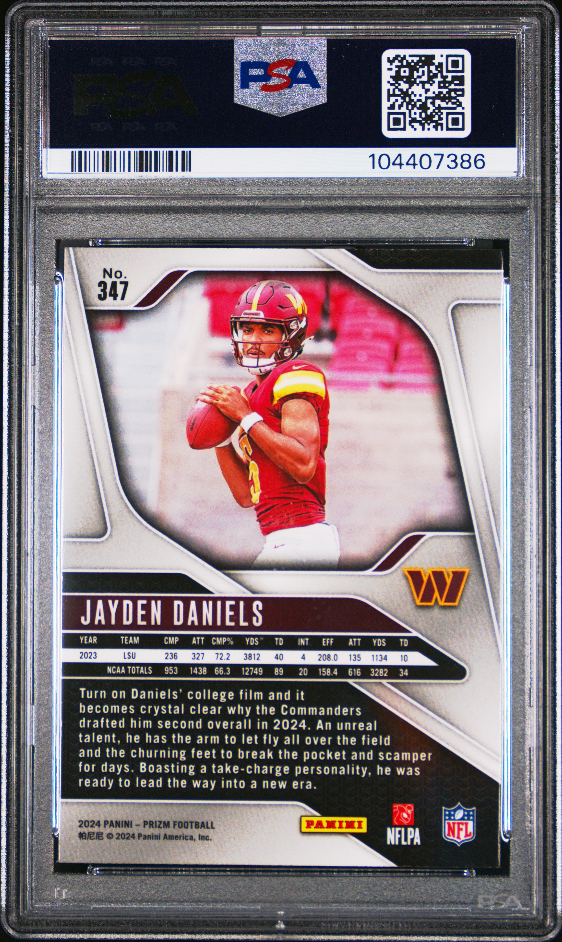 2024 Panini Prizm Jayden Daniels #347 Mint 9 back