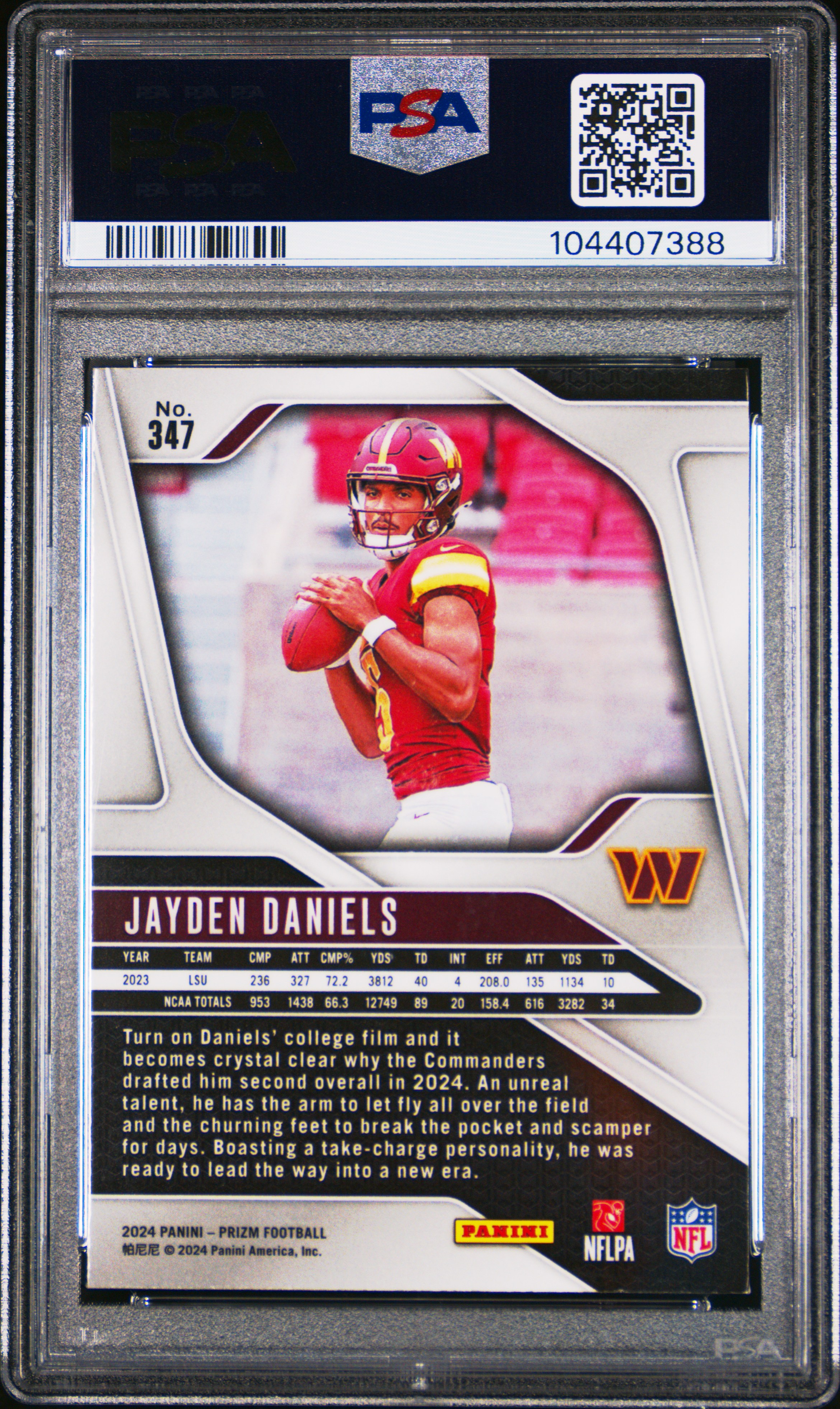 2024 Panini Prizm Jayden Daniels #347 Mint 9 back
